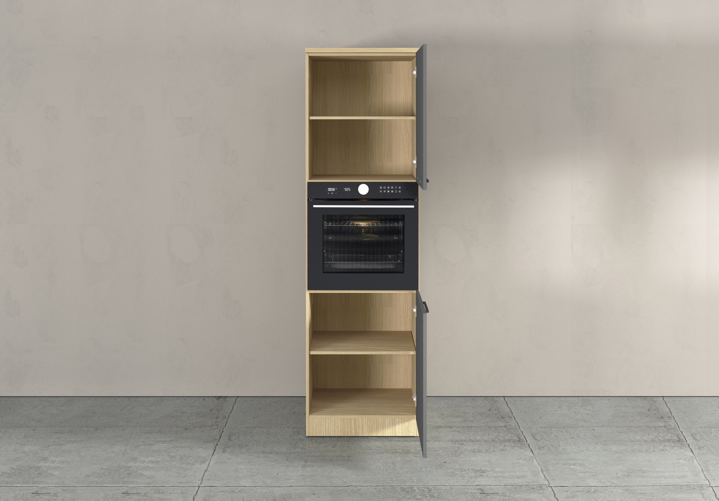 KOCHSTATION Backofenumbauschrank »Luna, Backofenschrank, Backofen-Hochschrank, Made in Italy« B/T/H: 60×60×214,5 cm, Oberplatte mit 25 mm Stärke