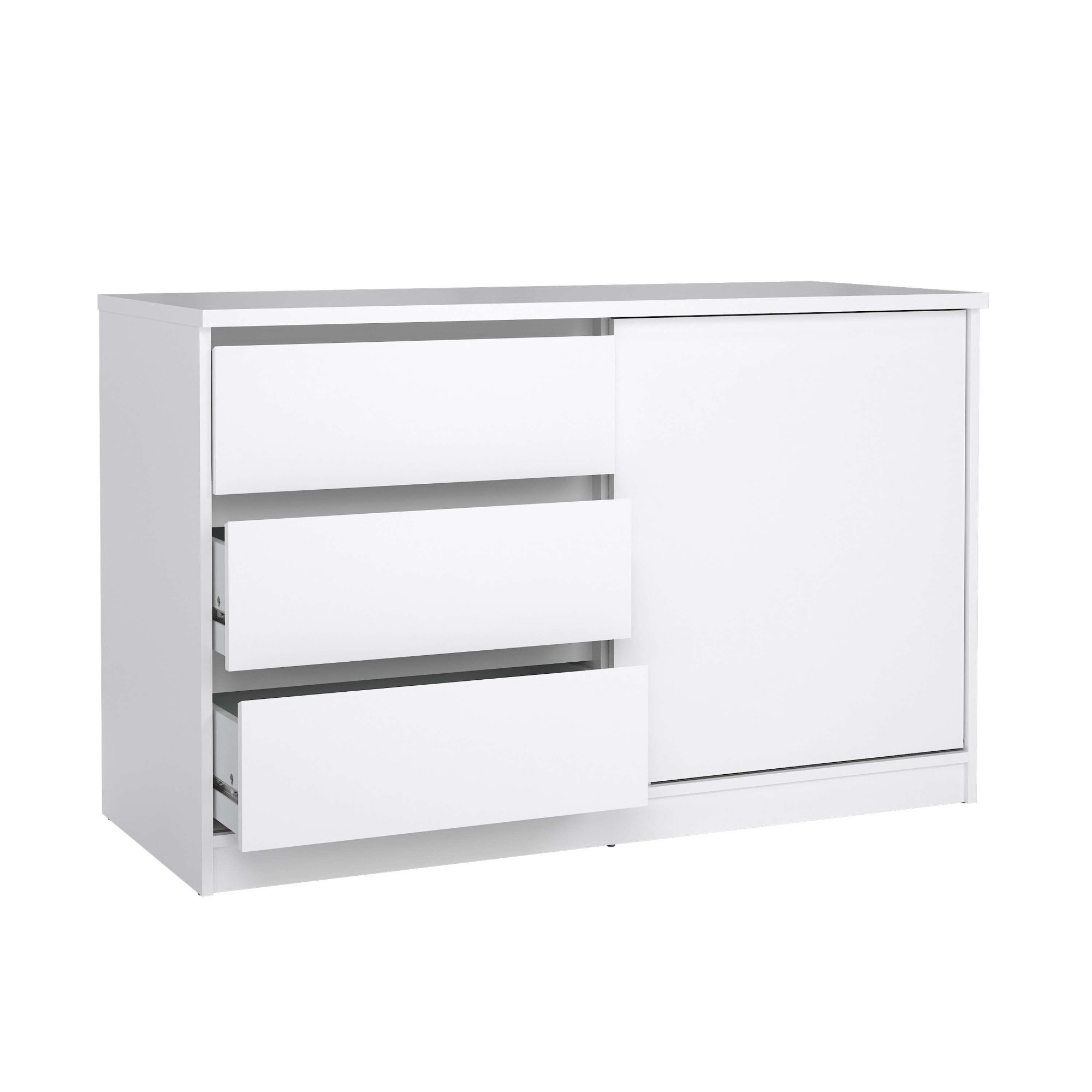 INOSIGN Sideboard »Naia Aufbewahrung, Schuhkommode, Stauraumkommode, Schuhschrank,«, Kommode mit 1 Schiebetür und 3 Schubladen, Breite 119 cm, Höhe 76 cm