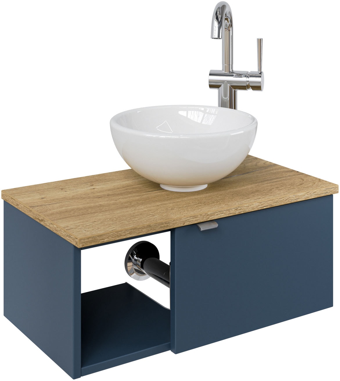 Saphir Waschtisch »Serie 6915 Waschschale mit Unterschrank für Gästebad, Gäste WC«, 61 cm mit Keramik-Aufsatzbecken, 1 Tür und 1 Fach