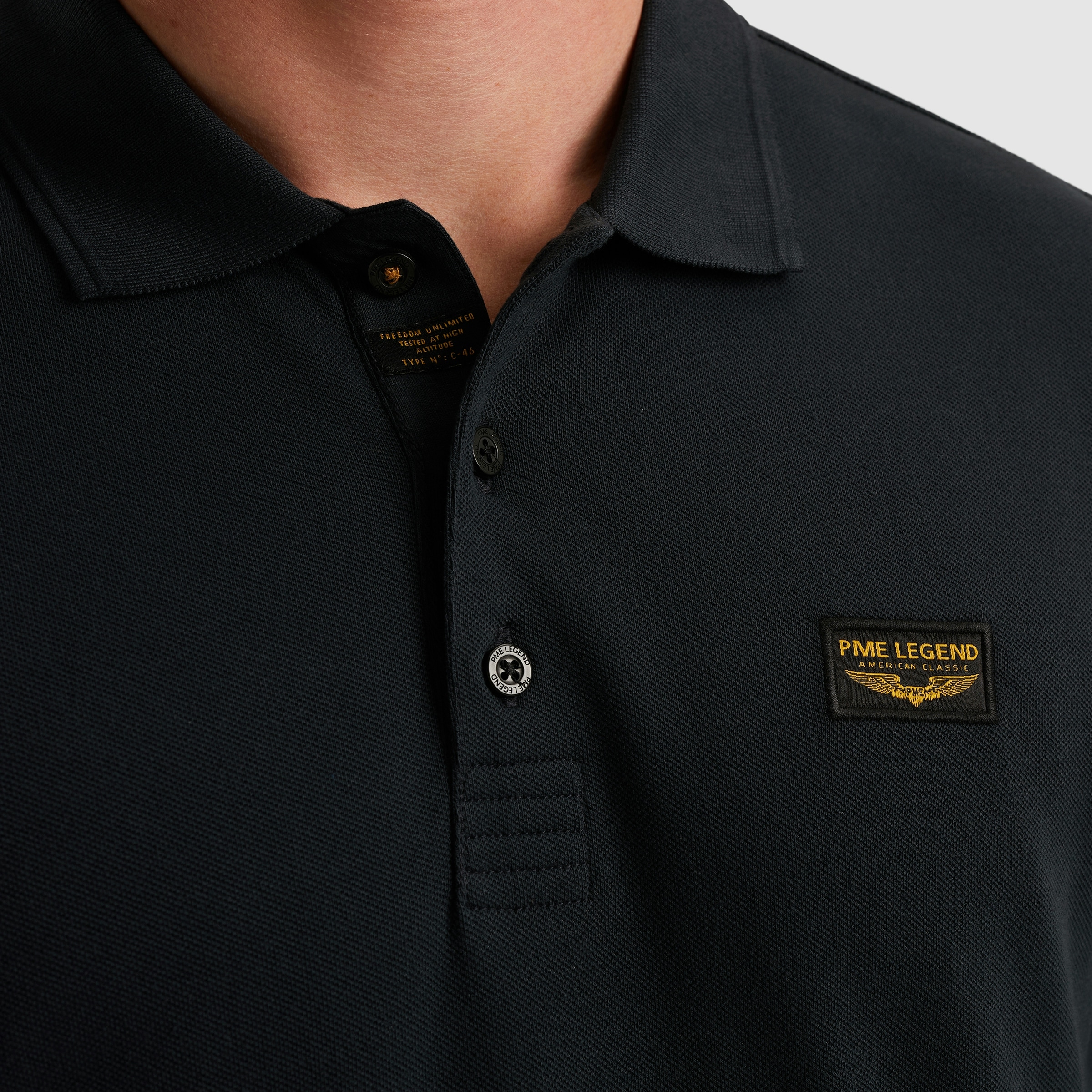 PME LEGEND Langarm-Poloshirt mit Logo Stickerei