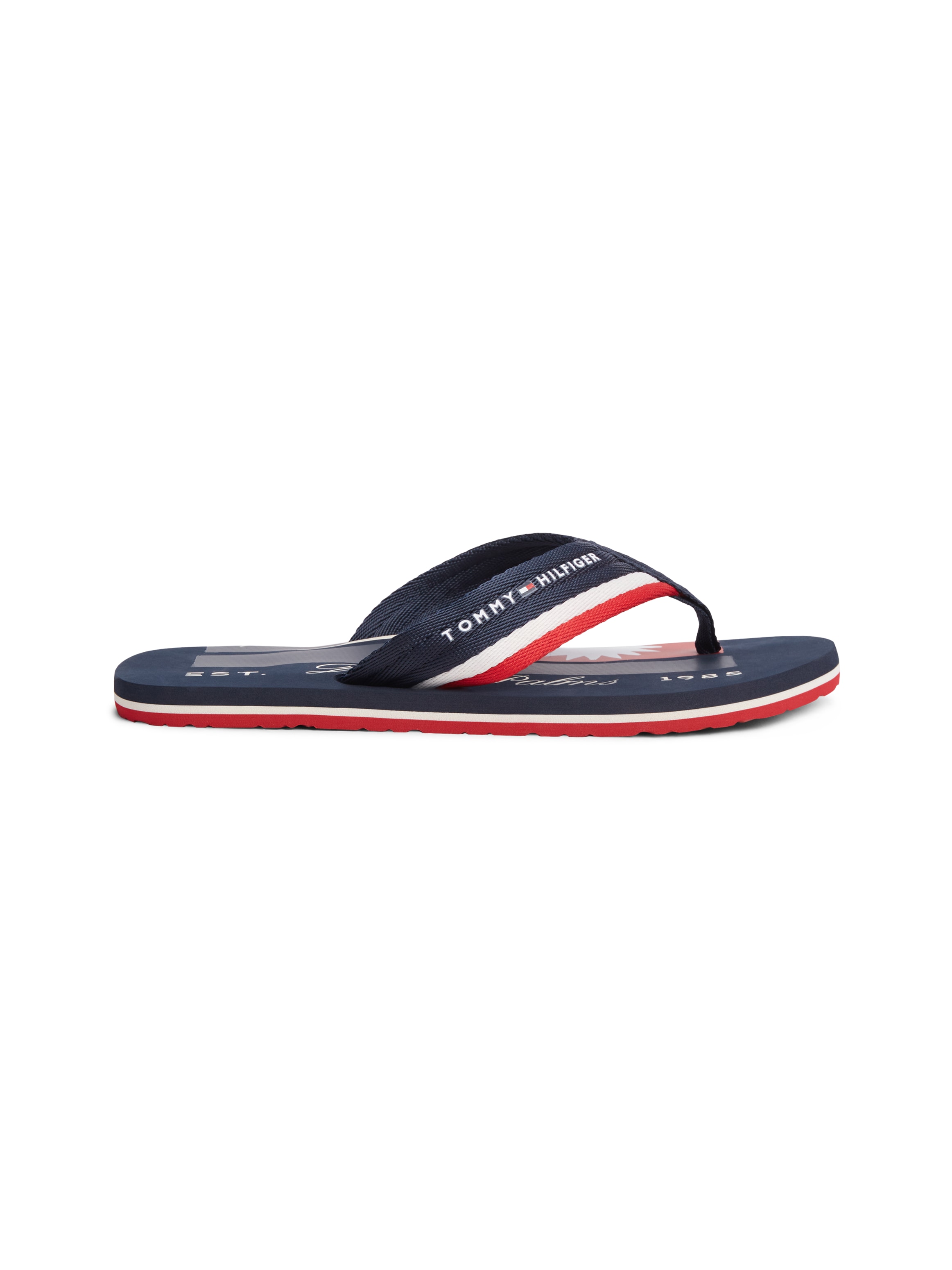 Tommy Hilfiger Zehentrenner »PATCH HILFIGER BEACH SANDAL«  Sommerschuh, Strandschuh mit gestreifter Bandage