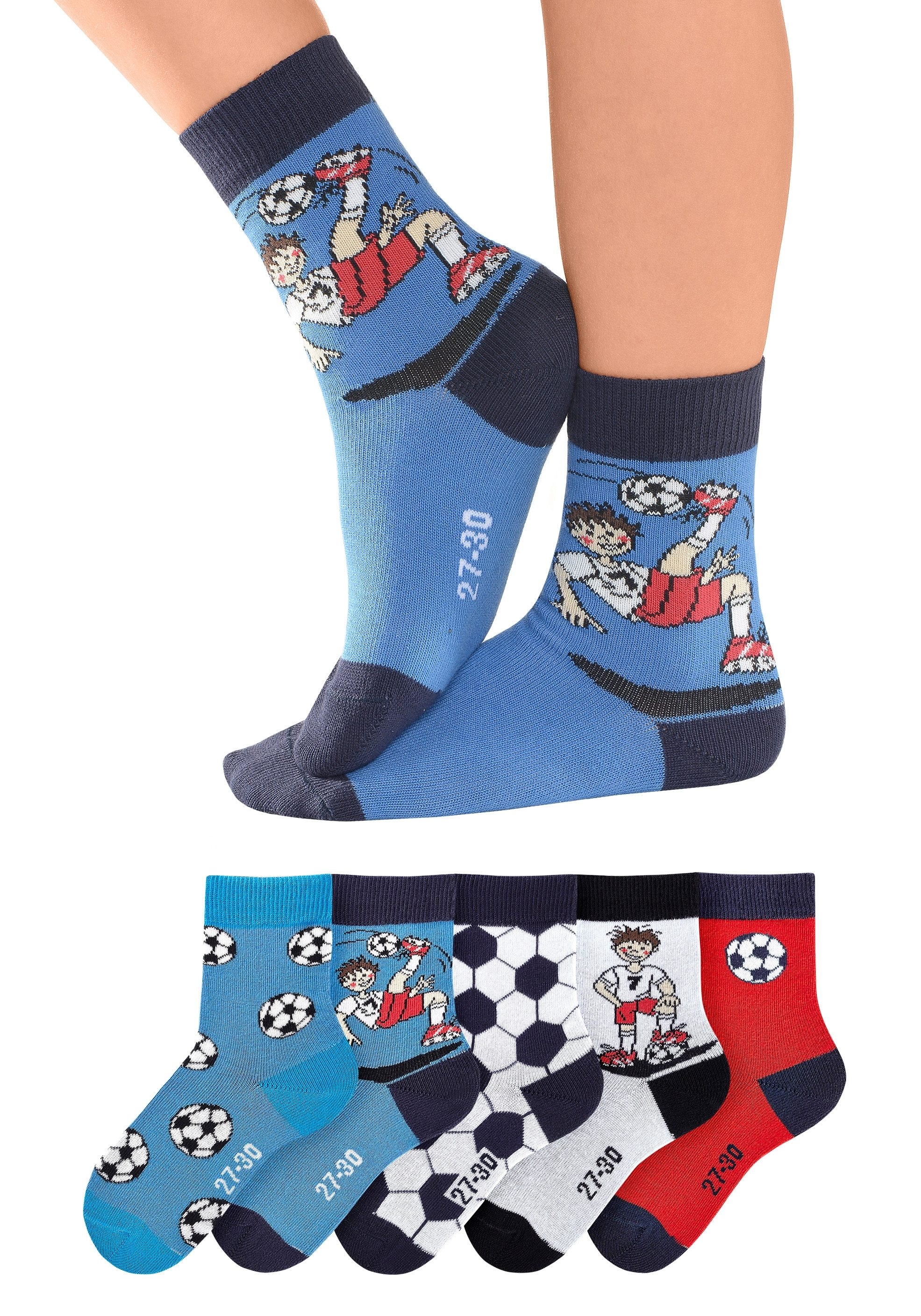 H.I.S Socken, (Packung, 5 Paar), mit Fußballmotiven