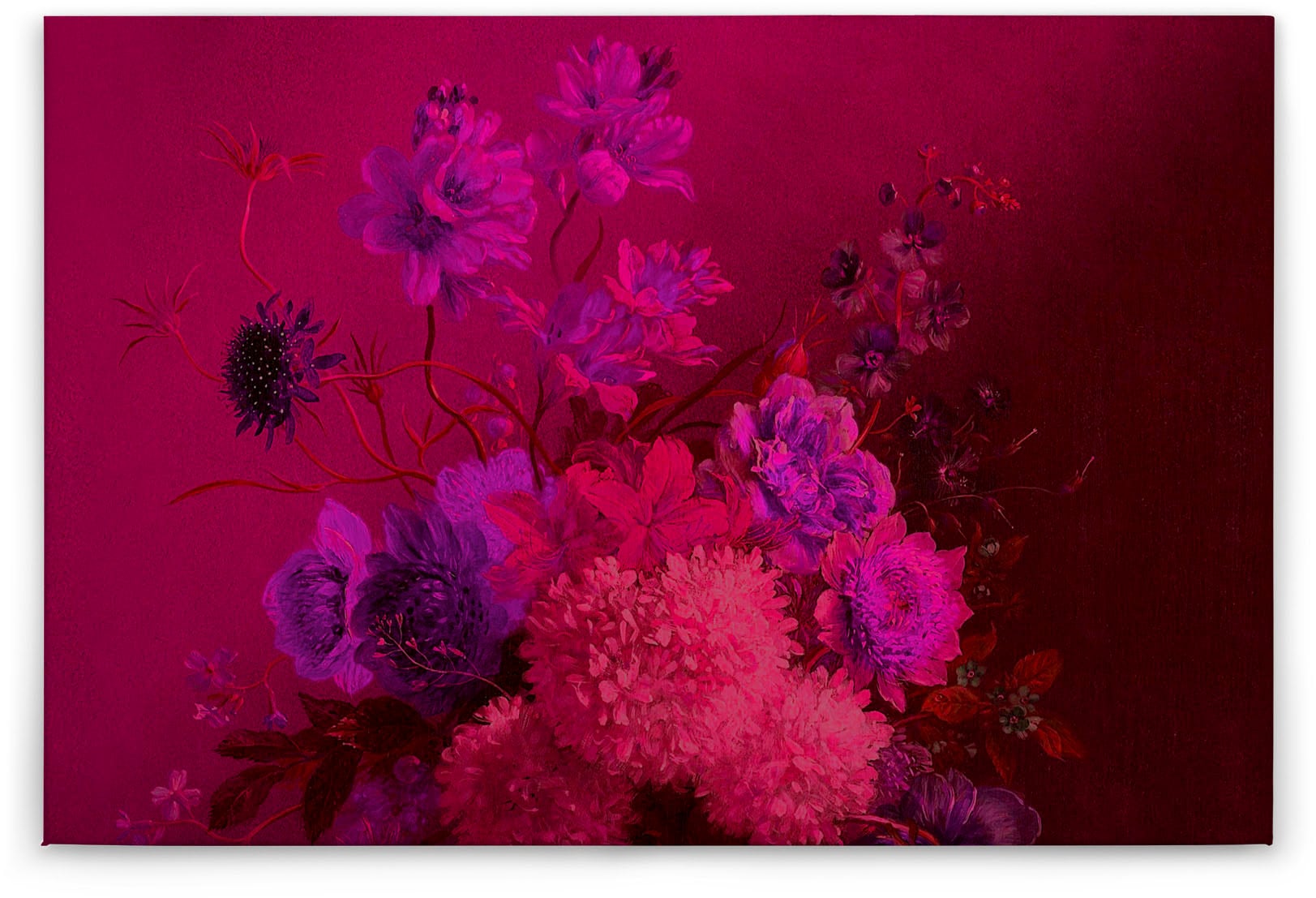 Bricoflor Leinwand Bild In Pink Gemälde Wandbild Mit Blumen Im Stillleben S günstig online kaufen