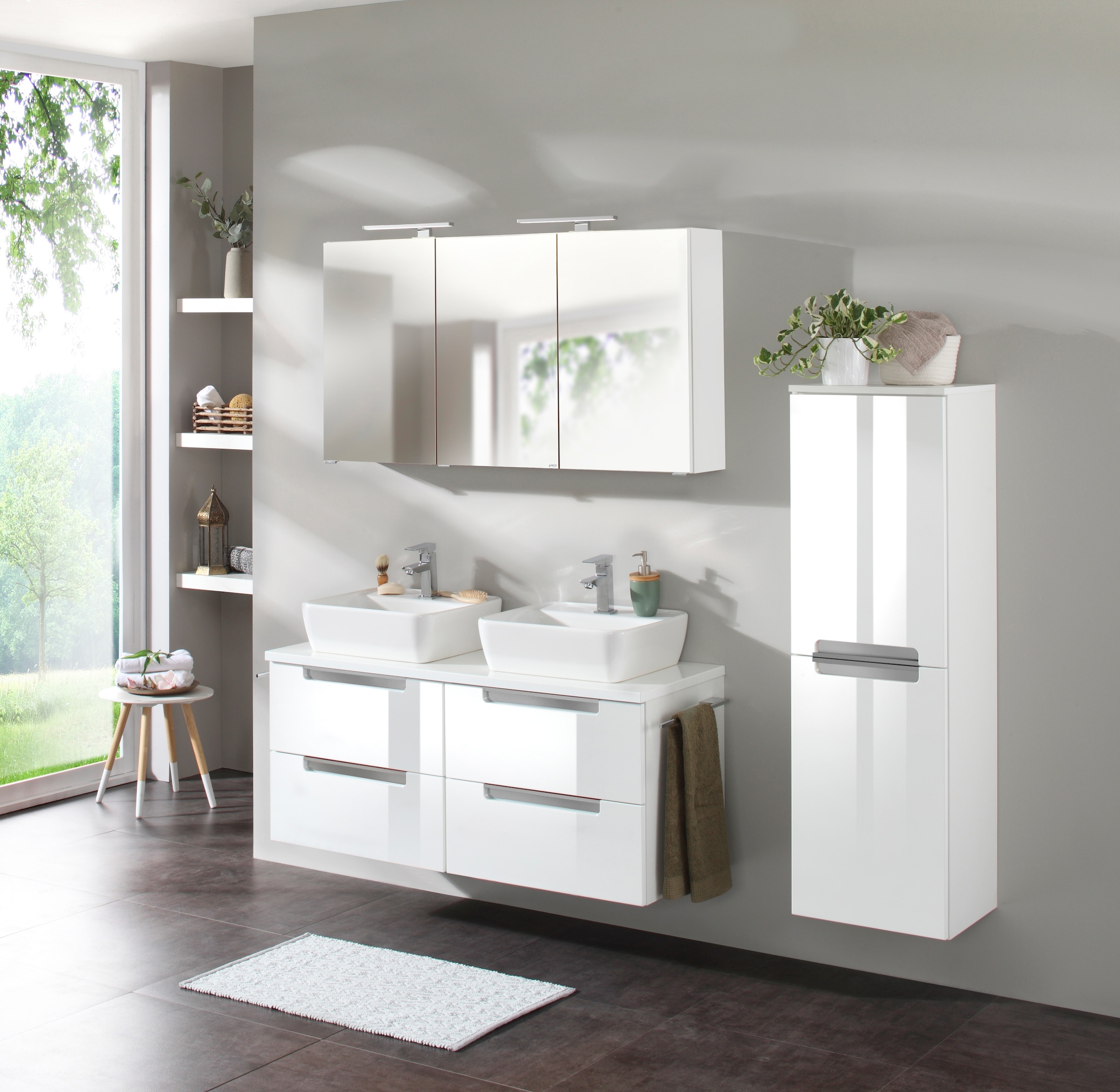 welltime Spiegelschrank »Malibu«, Breite 120 cm, mit Spiegeltüren und Softclose-Funktion