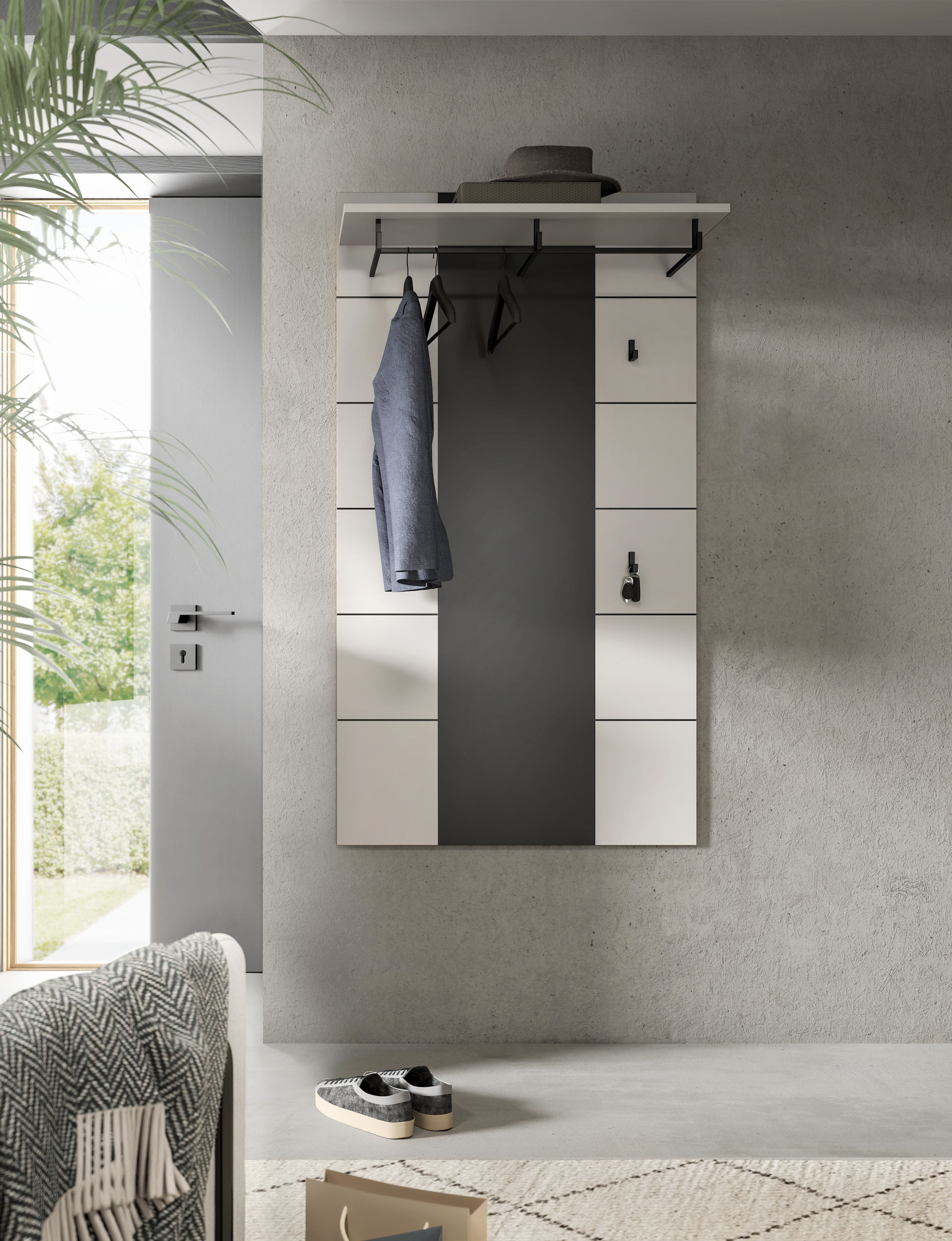 INOSIGN Garderobenpaneel »REHAT, TOPSELLER!, Höhe 145 cm, Hutablage, 4 Haken, Garderobenstange« in verschiedenen Farben erhältlich, 1 Stk. tlg. Paneel, Wandboard, Garderobe, Garderobenleiste, Garderobenboard