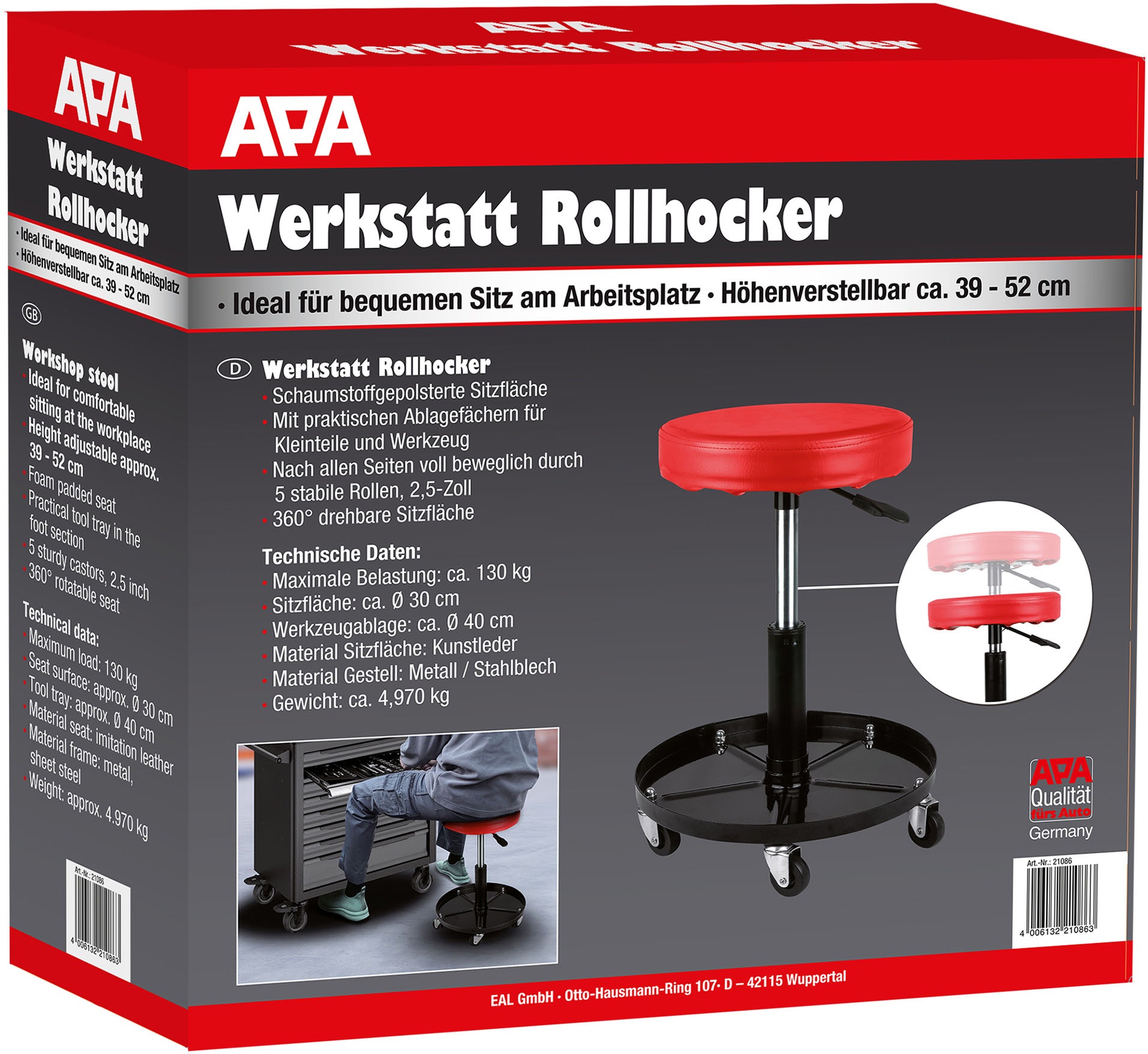 APA Arbeitshocker »Werkstatt Rollhocker«