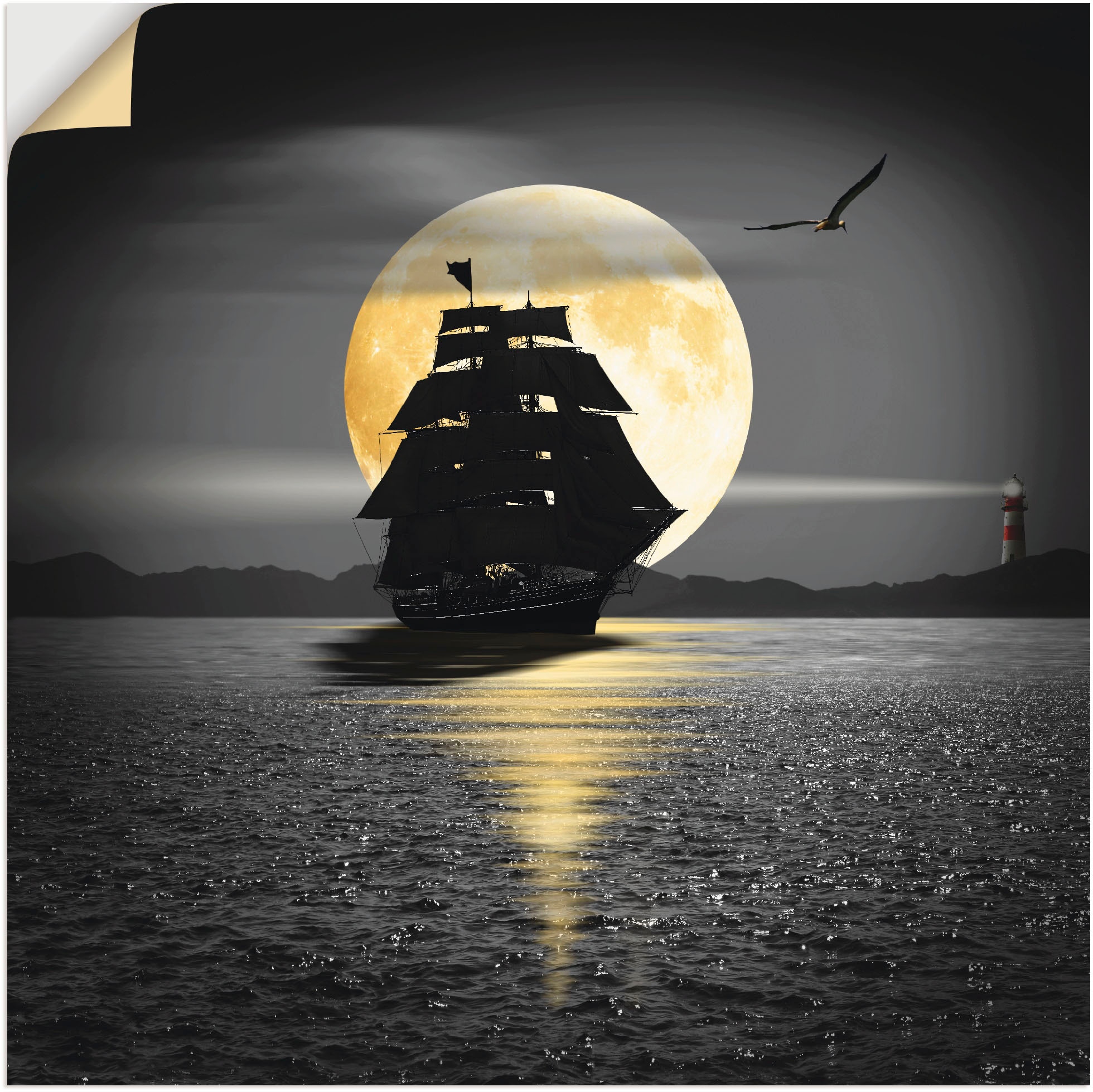 Preisvergleich für Artland Wandbild »Ein Segeln«, als Leinwandbild, | schwarzen Wandaufkleber St.), (1 mit oder Schiffe, Poster Ladendirekt Schiff Boote 