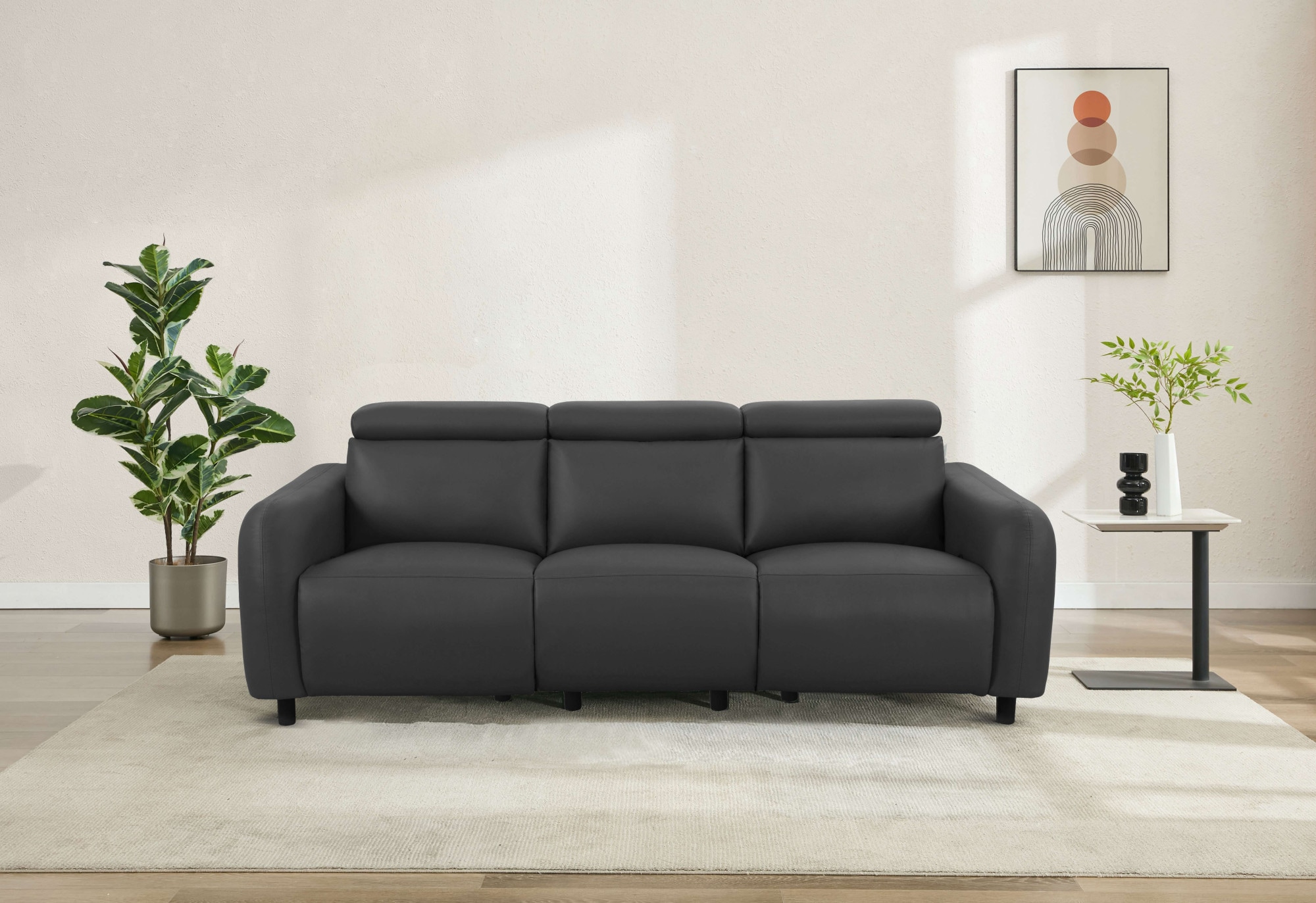 Home affaire 3-Sitzer »SKAANE Kunstleder, Sofa mit manueller-u. elektrischer Relaxfunktion«, Relax-Funktion in 2 Sitzen, Kopfteilverstellung, Federkernpolsterung