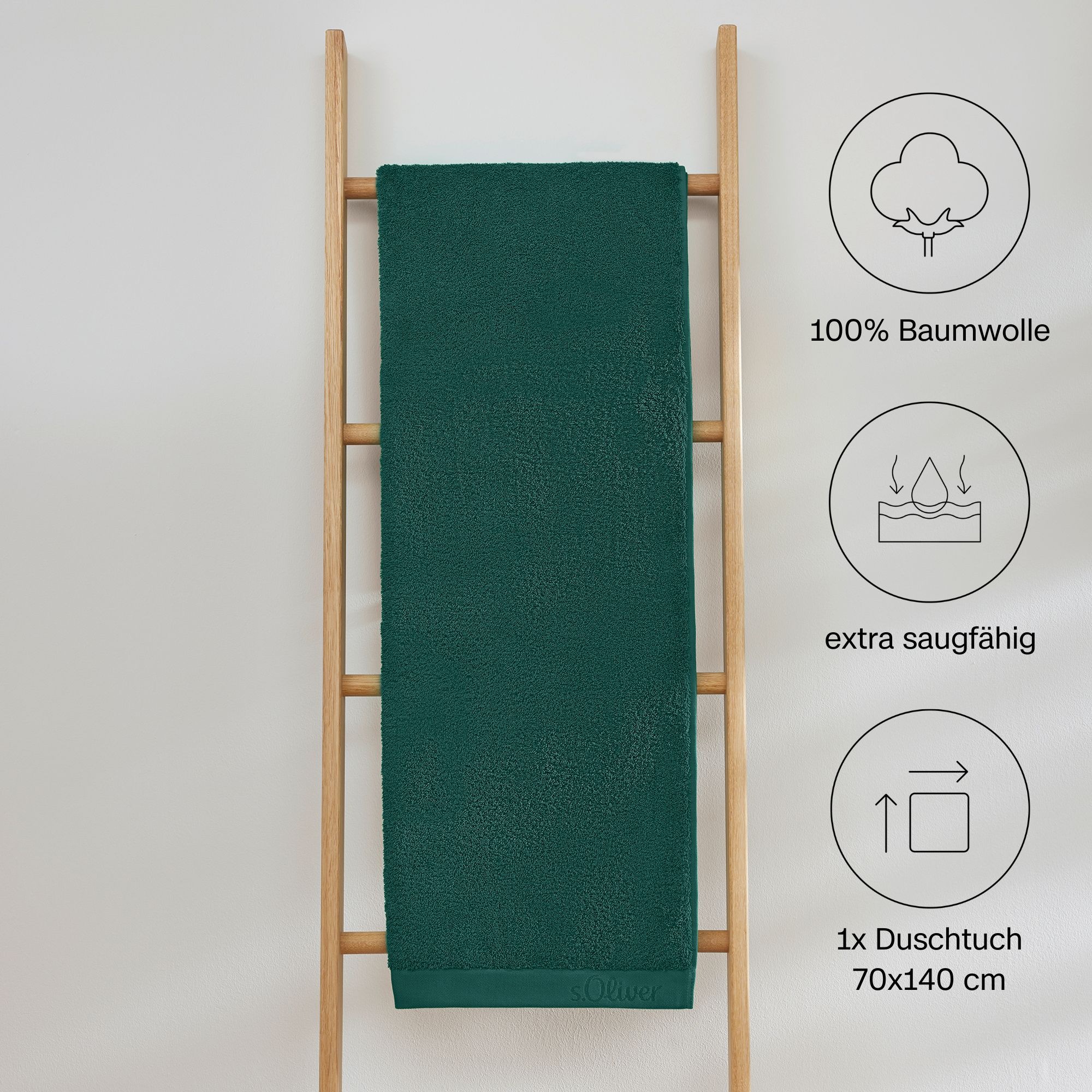 s.Oliver Duschtuch »s.Oliver, Premium Qualität, 600 gr/m², auch als Sets erhältlich«, (1 St., Badetuch 70 x 140 cm), große Farbauswahl, auch als Handtuch, Waschhandschuh, Gästetuch