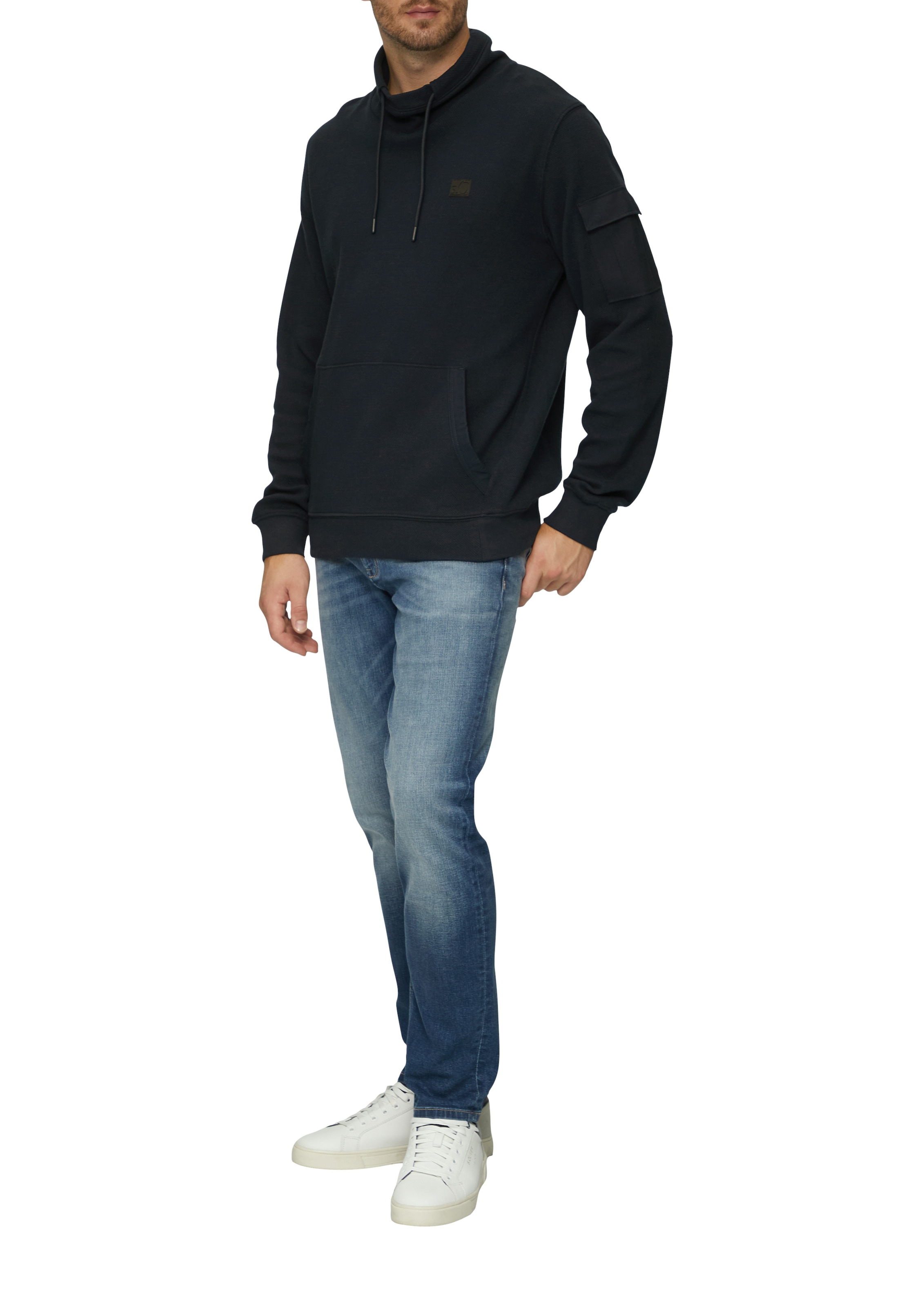 s.Oliver Sweater, mit Kängurutasche und hohem Stehkragen