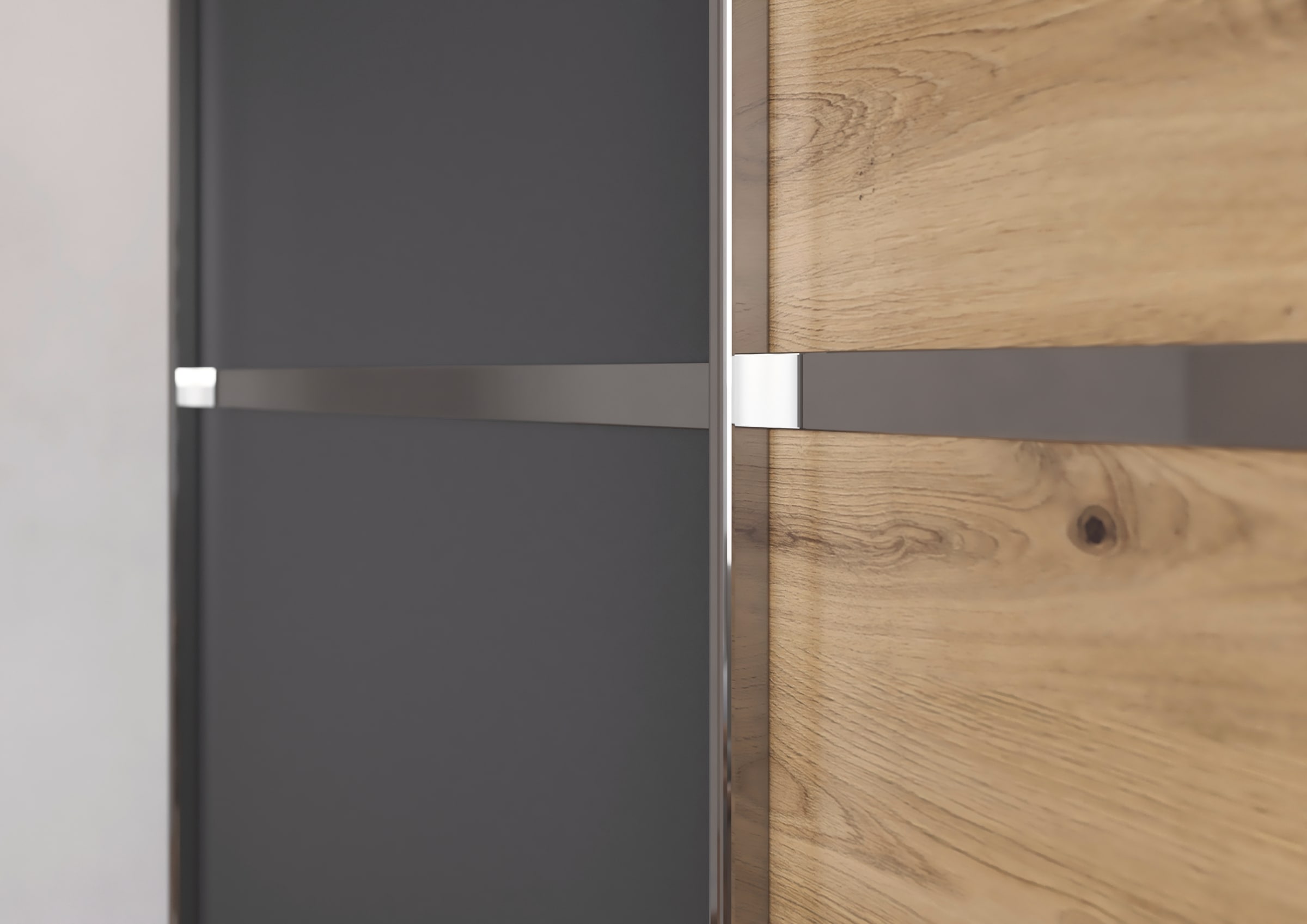 rauch Kleiderschrank »Schwebetürenschrank OTTO´s Choice Garderobe Schrank TOP ANGEBOT Avola«, (in 3 verschiedenen Ausstattungen BASIC/CLASSIC/PREMIUM inkl. Spiegel), mit eleganten Zierleisten in Chrom, Schwarz oder Weiß MADE IN GERMANY
