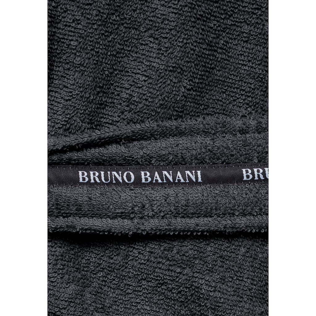 Bruno Banani Herrenbademantel »Danny«, (1 St.), mit Logostreifen auf dem Gürtel, Bademantel aus 100% Baumwolle, Bademäntel mit Kapuze für Herren, lang