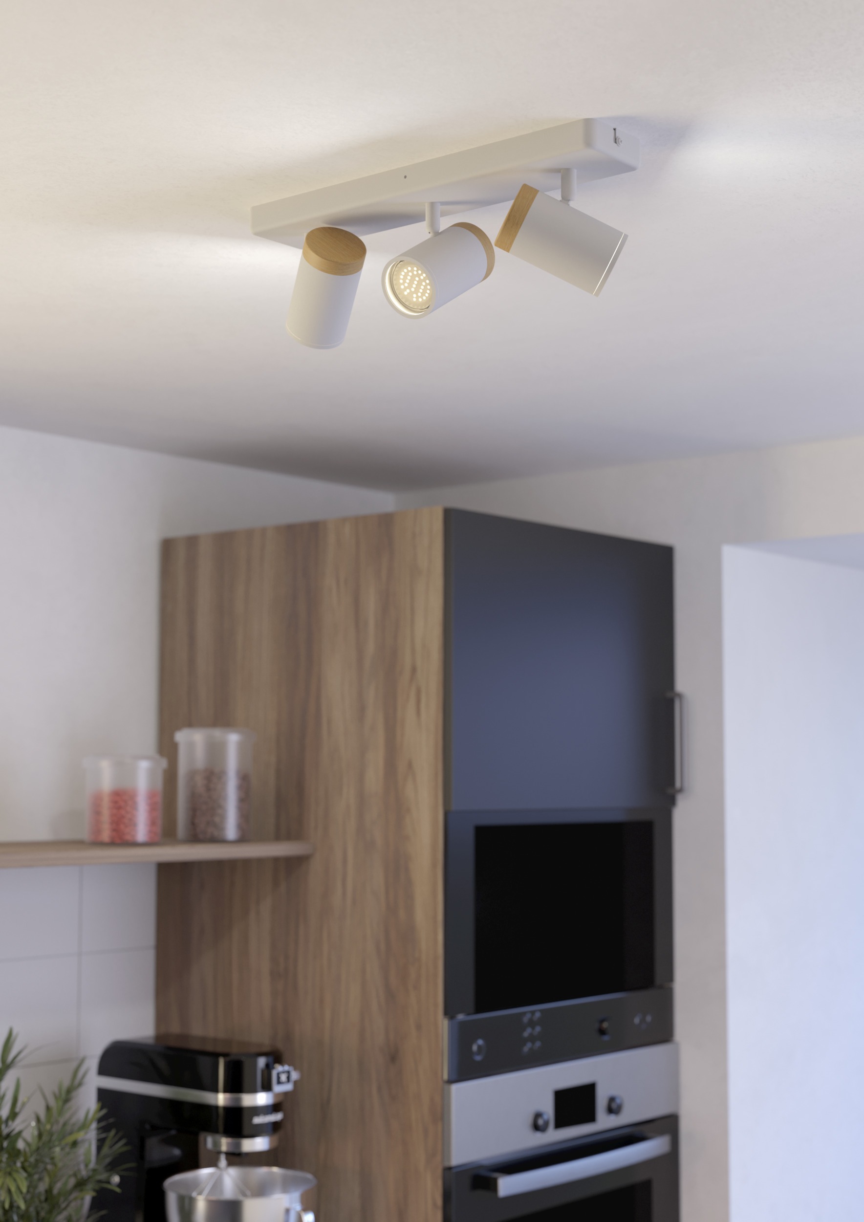 EGLO Deckenleuchte »CONSUMA Spotlampe - Stahl, Holz - GU10 - 3X3W - IP44« G günstig online kaufen