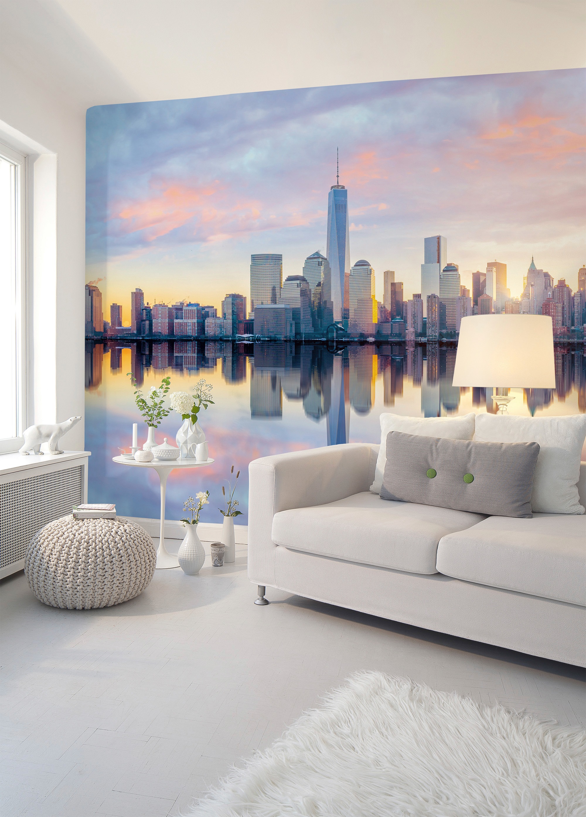 Fototapete New York Skyline Blau Grau Gelb 3,50 m x 2,55 m FSC® günstig online kaufen