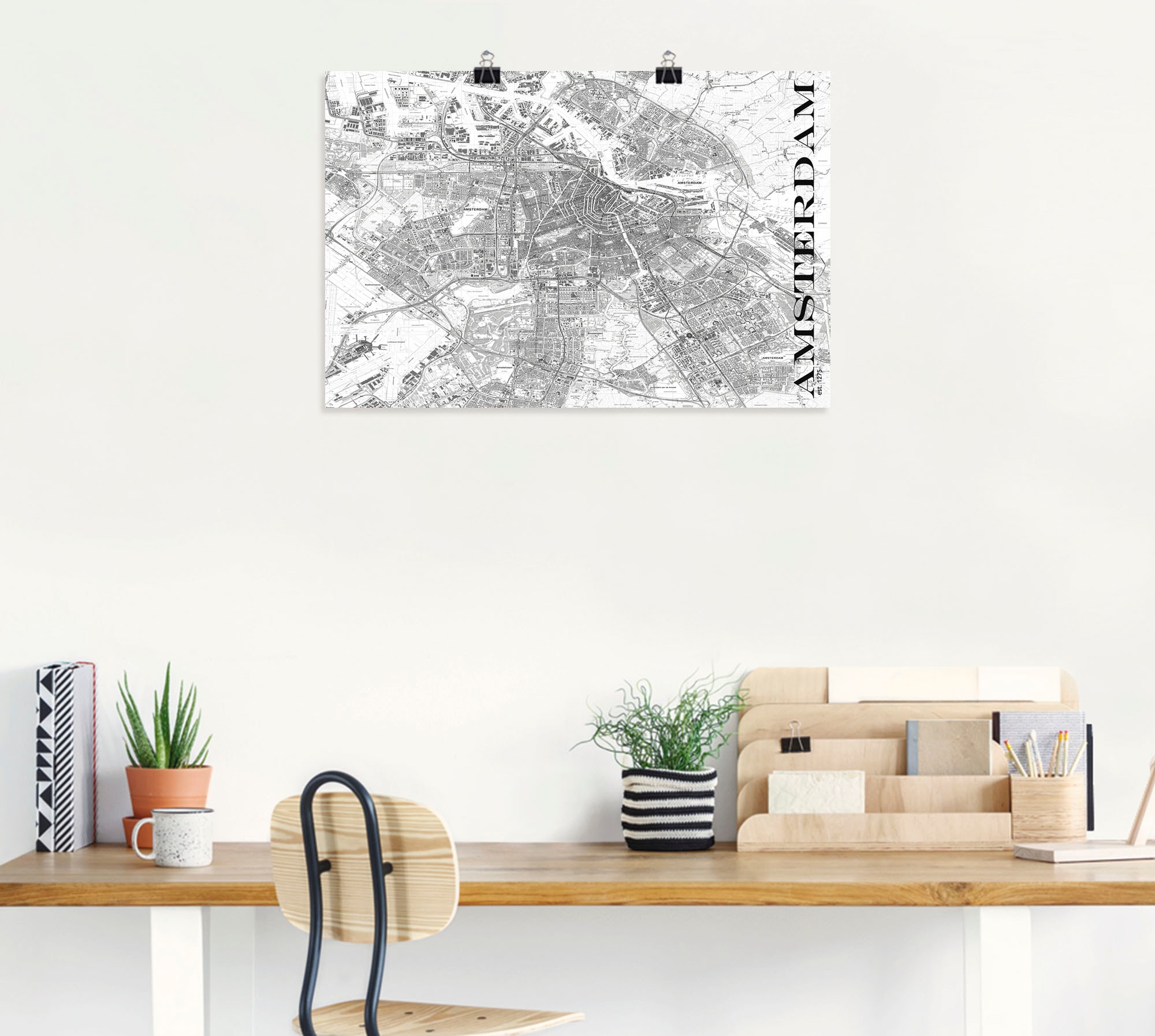 Artland Poster »Amsterdam Karte Straßen Karte«, Niederlande, (1 St.), als Alubild, Leinwandbild, Wandaufkleber oder Poster in versch. Größen