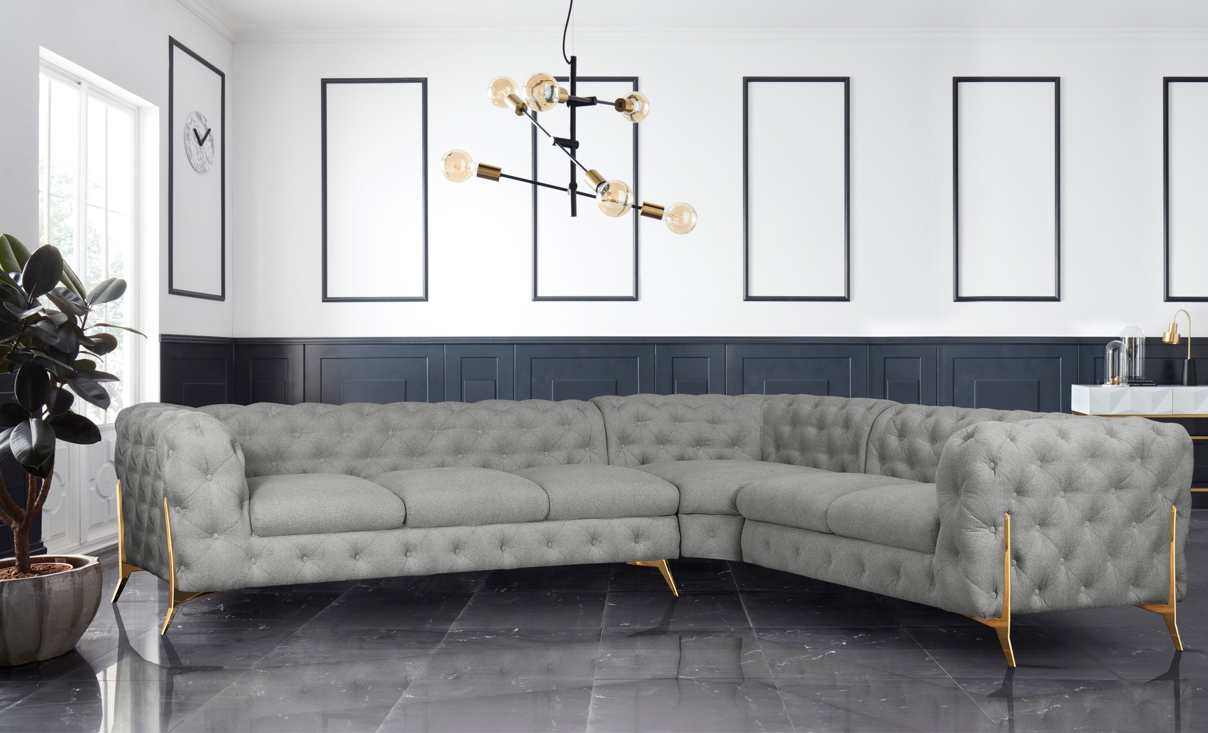 Home affaire Chesterfield-Sofa »Amaury L-Form« großes Ecksofa, Chesterfield günstig online kaufen