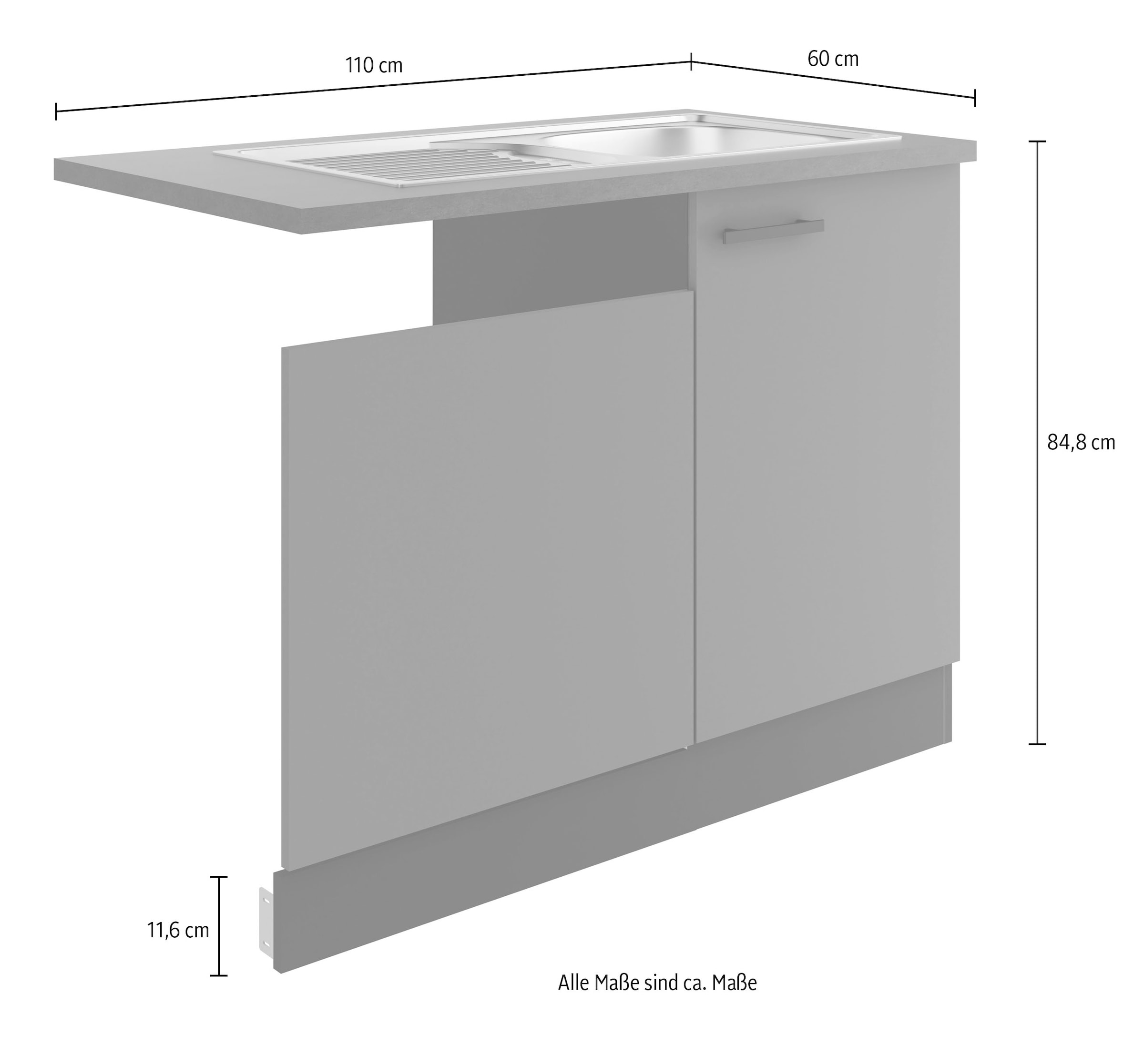 OPTIFIT Spülenschrank »Palma«, Breite 110 cm, geeignet für teilintegrierte Geschirrspüler