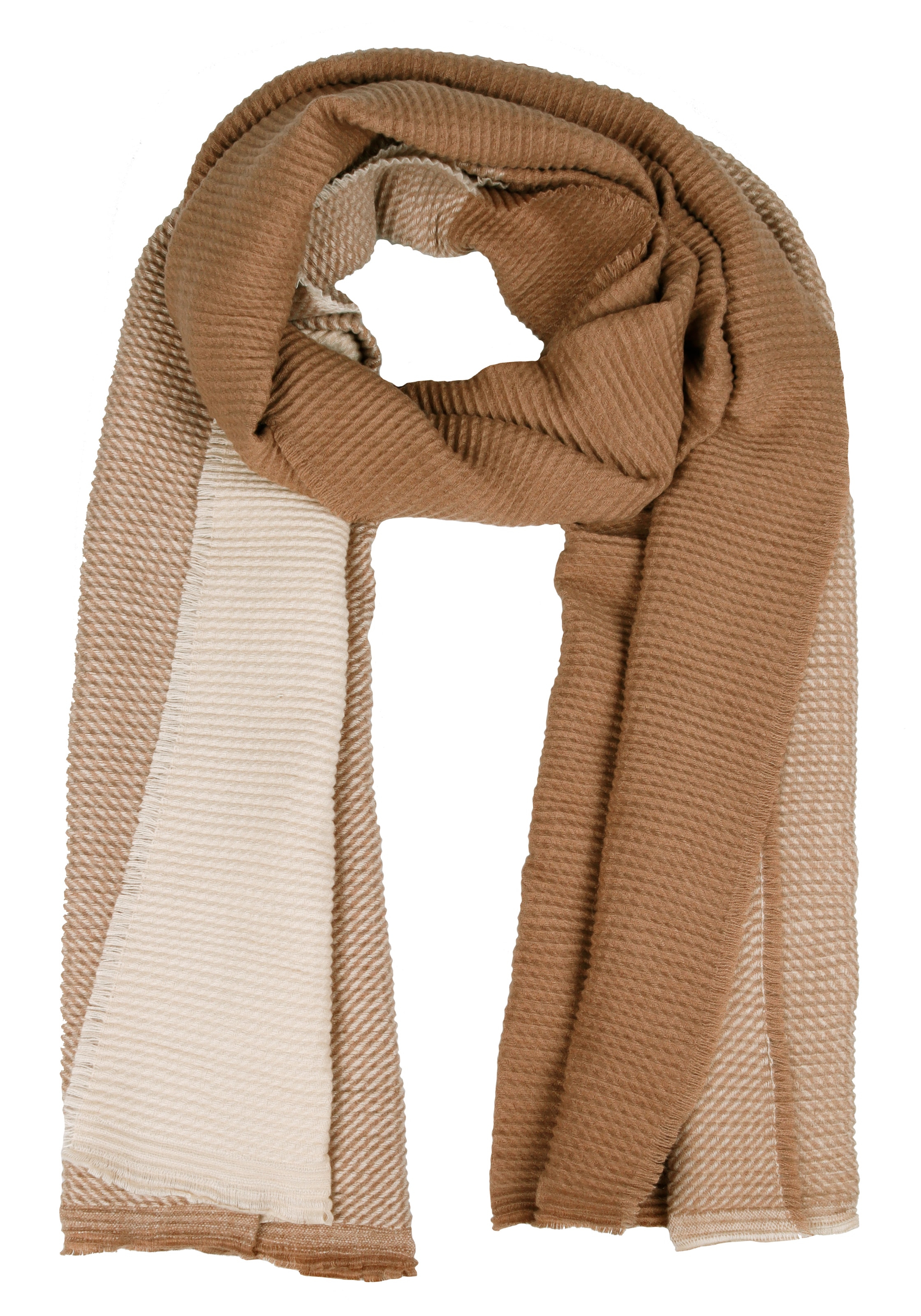 CAPELLI NEW YORK Modeschal tricolor, leichte Fransenkante, Farbverlauf camel combo