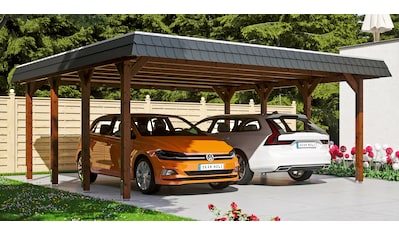 Doppelcarport »Spreewald«, Fichtenholz, 530 cm, braun