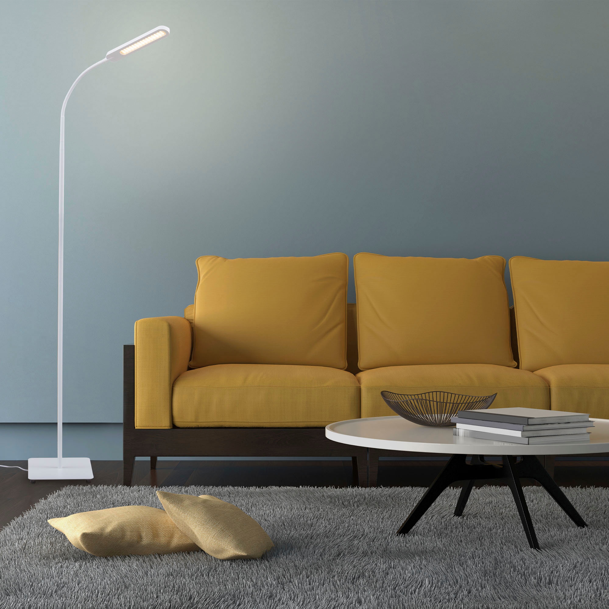 B.K.Licht LED Stehlampe mit Dimmfunktion, 1 x LED-Platine 6,5 Watt, 600lm, Farbtemperatur über Touchschalter einstellbar 3.000K / 4.000K / 6.500K. 