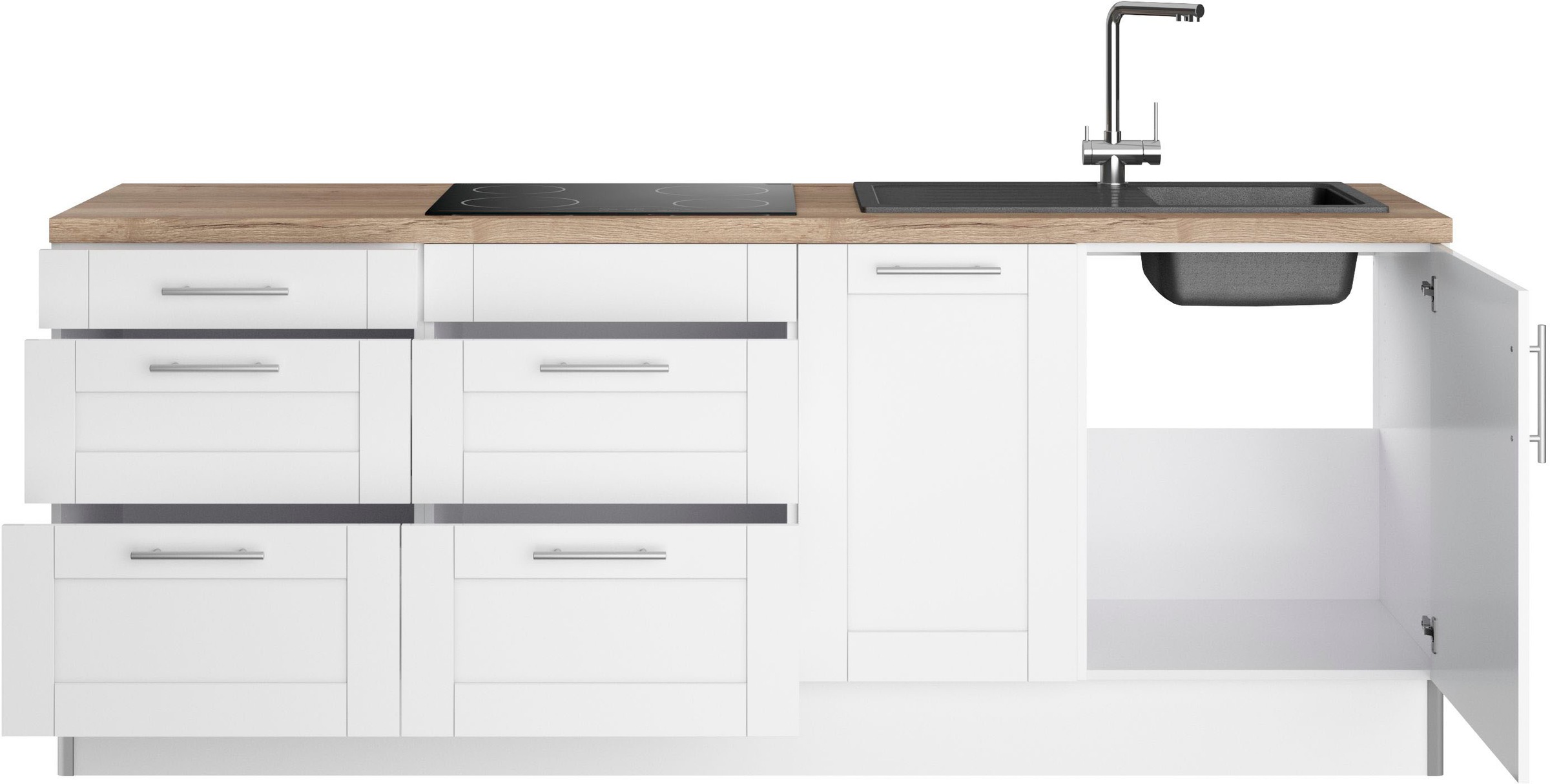OPTIFIT Küche »Ahus«, Breite 225 cm, wahlw. Mit E-Geräten, Soft Close Funktion, MDF Fronten