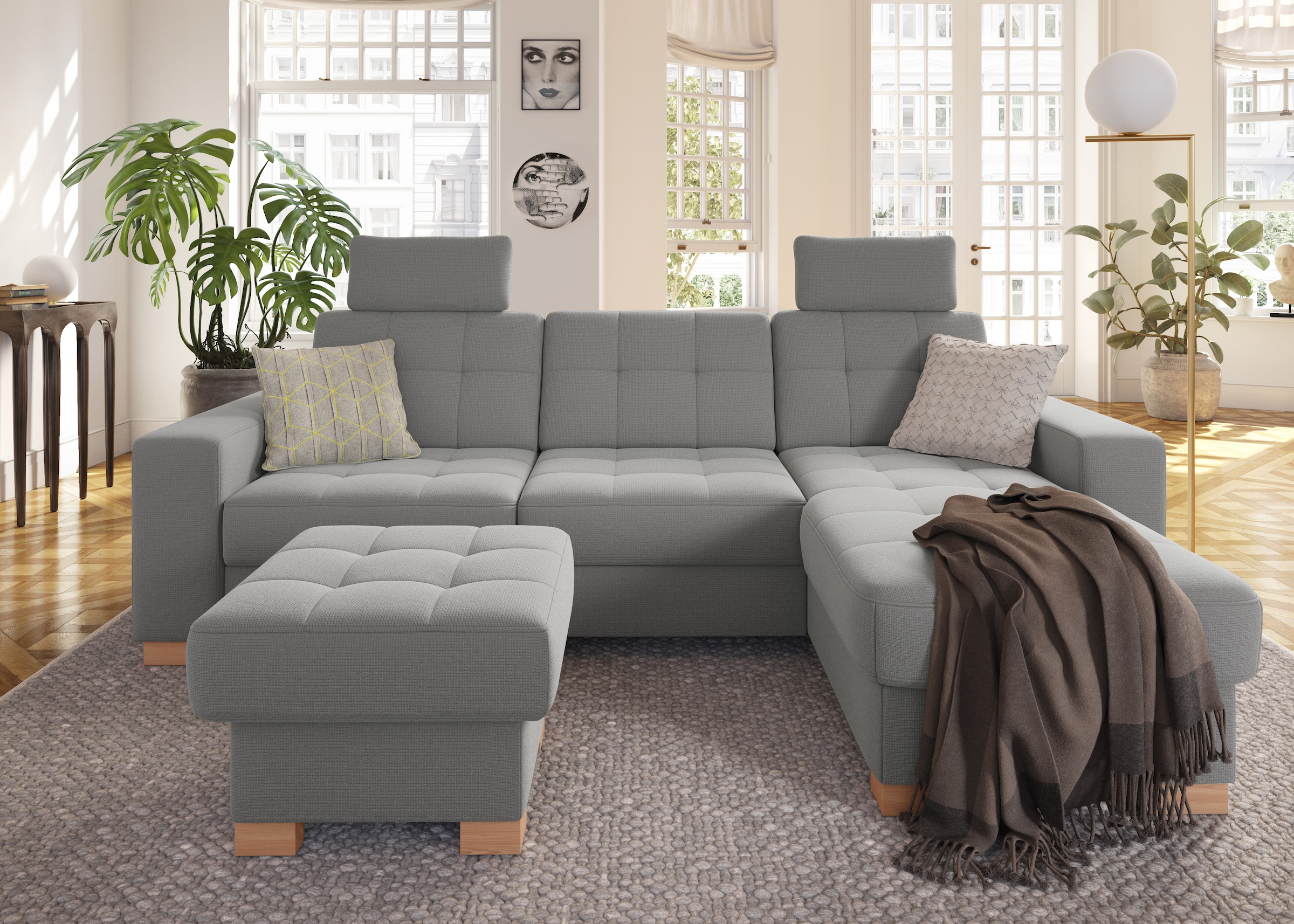 sit&more Ecksofa »Quincy L-Form«, wahlweise mit Bettfunktion und Bettkasten