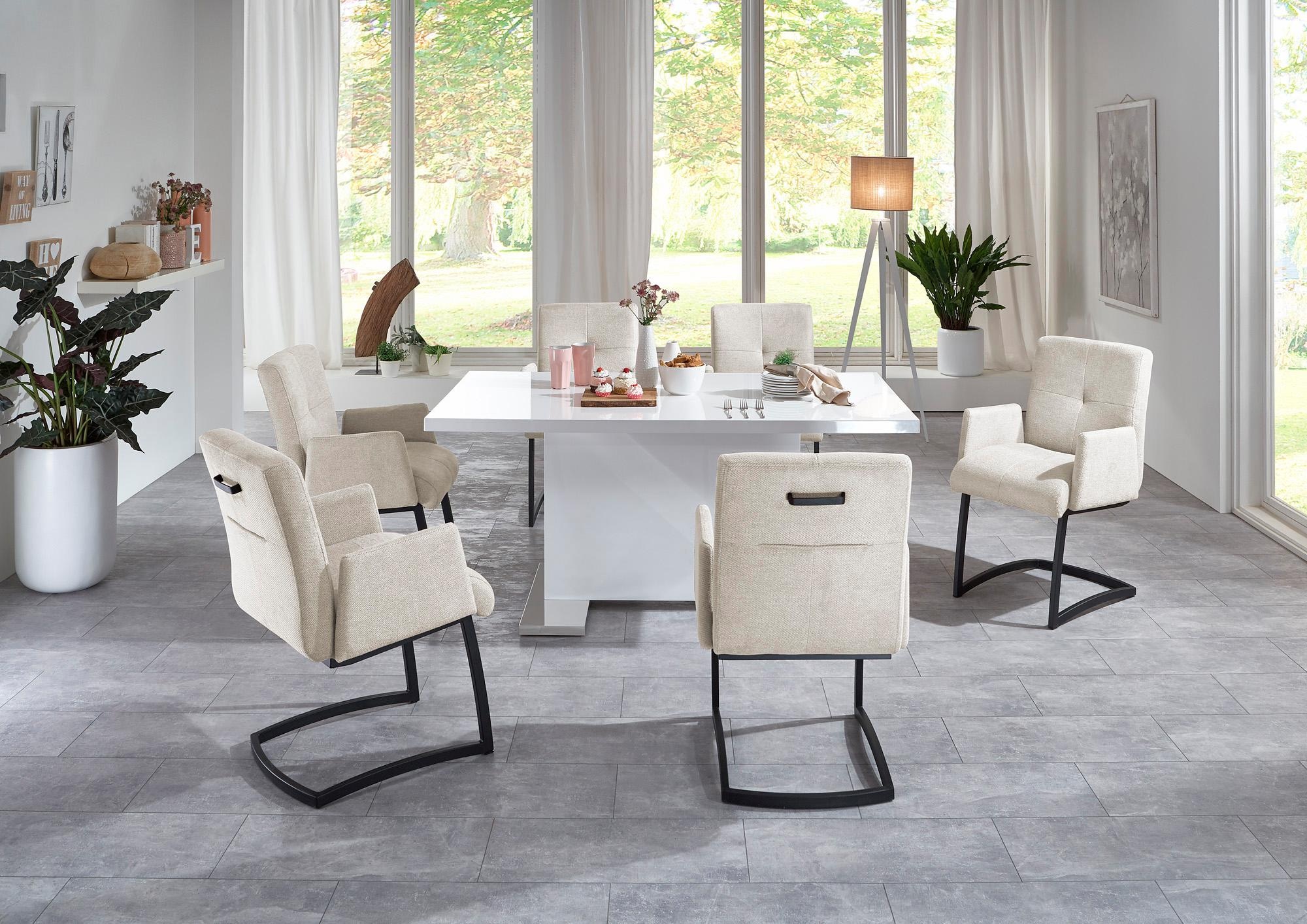 exxpo - sofa fashion Freischwinger »Affogato mit komfortablen Armlehnen«, Struktur, attraktiven Kreuznaht in der Rückenlehne