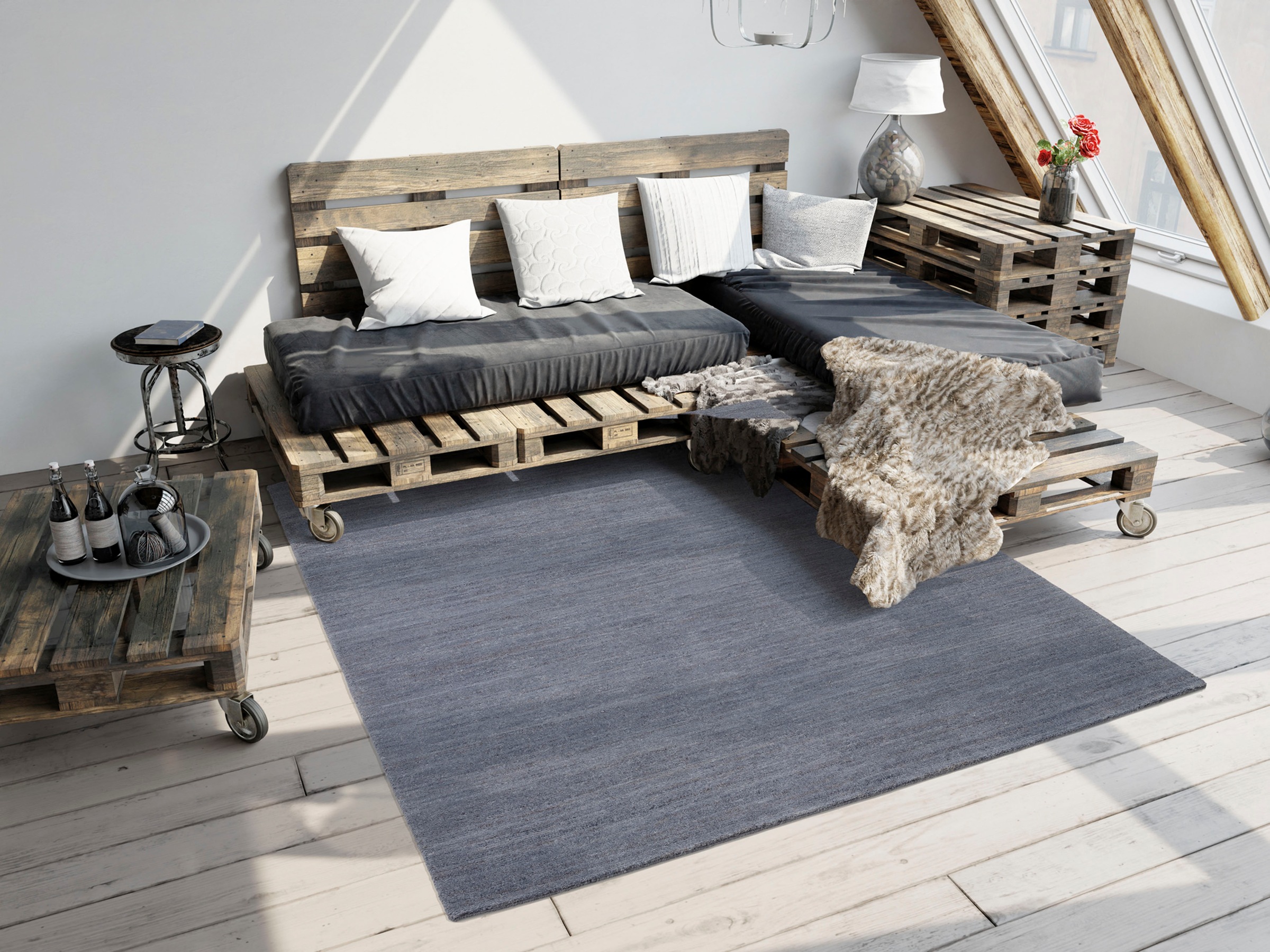 OCI DIE TEPPICHMARKE Teppich »HIMALI UNI«, rechteckig, 5 mm Höhe, handgeknüpft, hochwertige Wolle, fußwarm, Wohnzimmer