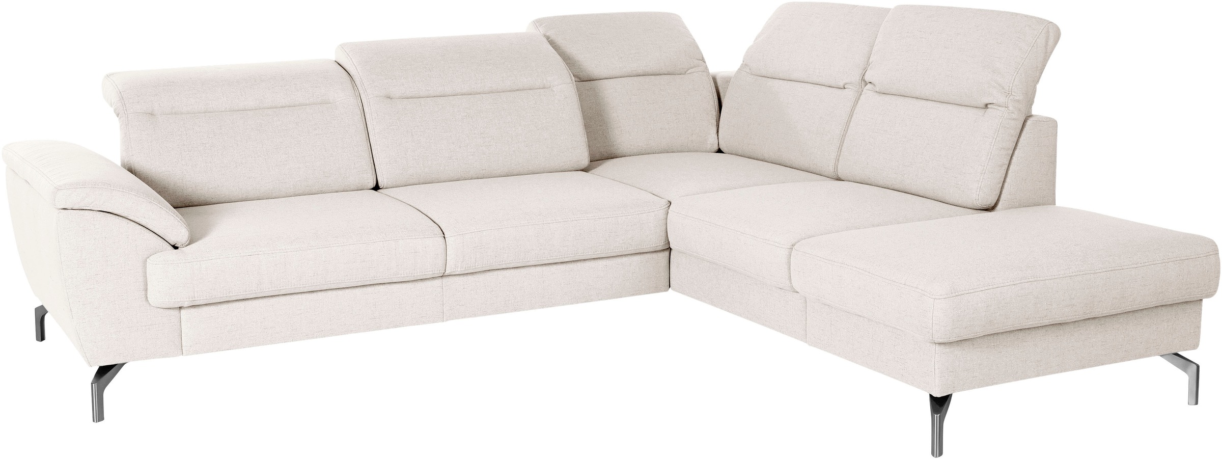 sit&more Ecksofa »Percy L-Form«, 15 cm Fußhöhe, Sitztiefenverstellung, wahlweise in 2 Fußfarben