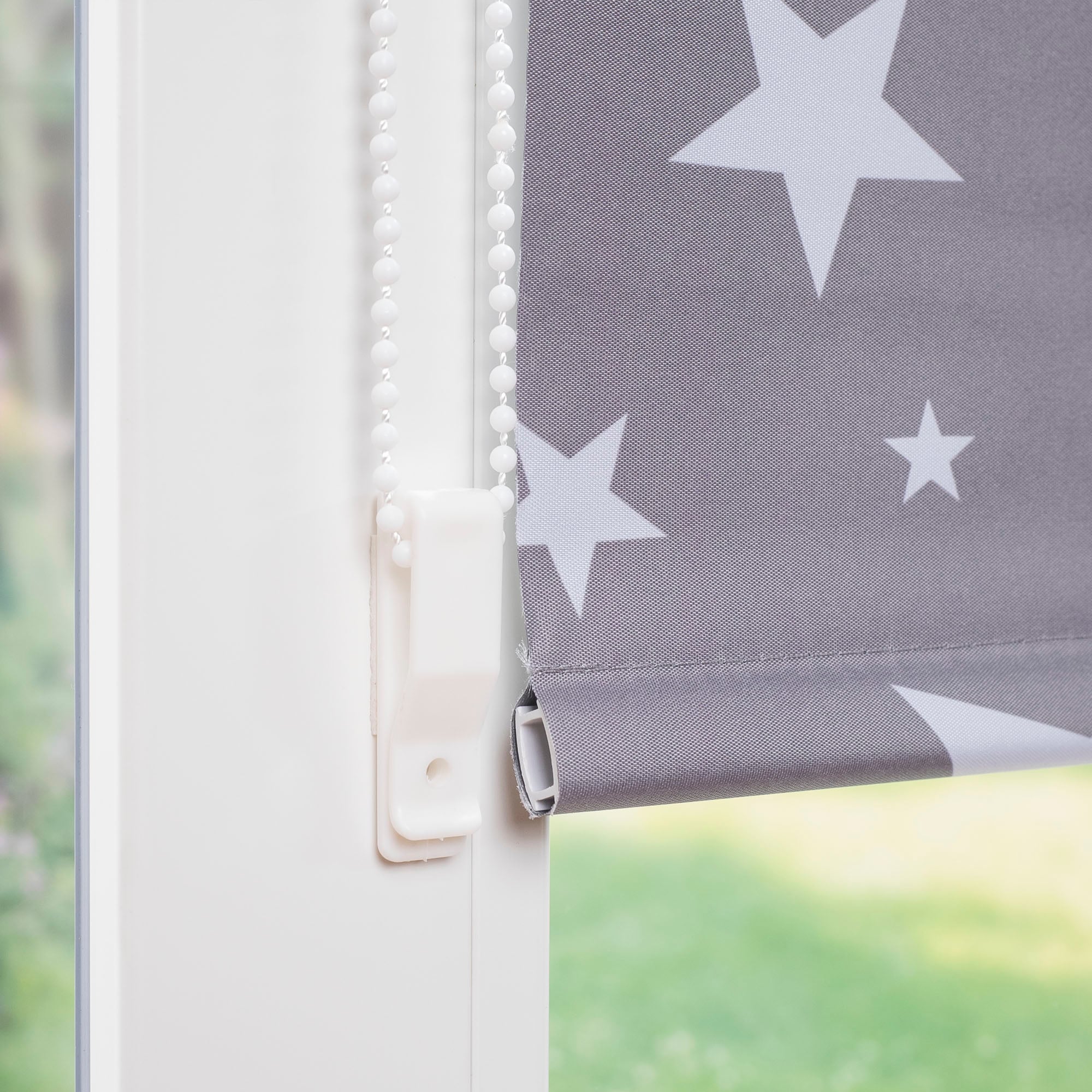 Liedeco Seitenzugrollo »Druckdesign Sterne« verdunkelnd energiesparend ohne Bohren freihängend Klemmfix Rollo Design Sterne