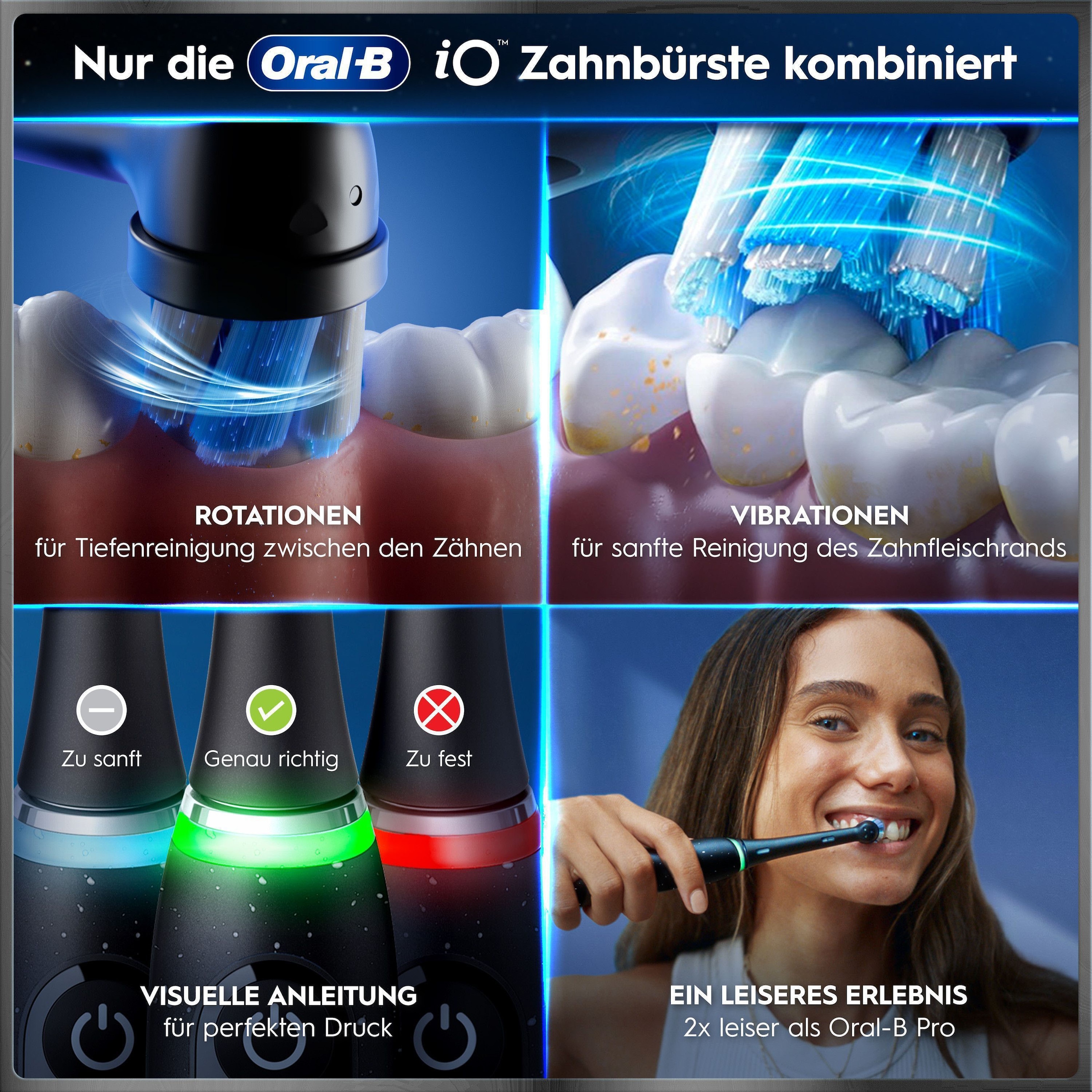 Oral-B Elektrische Zahnbürste »Oral-B iO Series 10« 1 Stk. Aufsteckbürsten iO Sense Zahnputz-Coach | Schnellladestation | Langanhaltender Akku