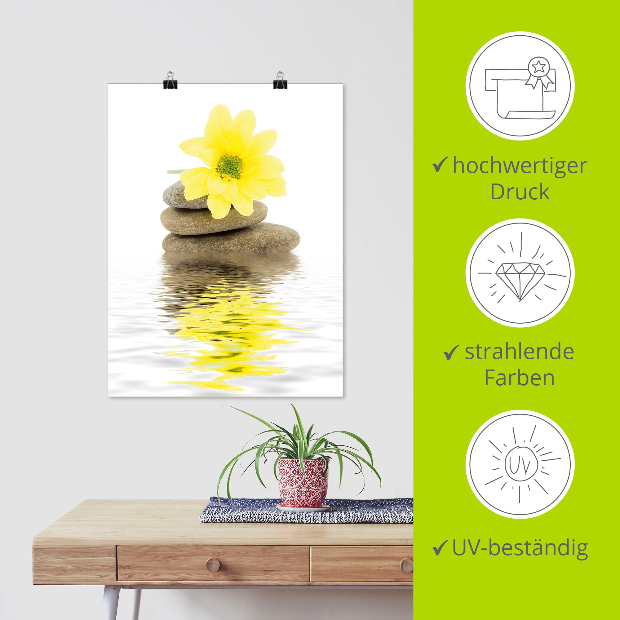 Artland Wandbild »Zen Spa Steine mit Blumen II« Zen 1 Stk. tlg. als Leinwandbild, Poster in verschied. Größen