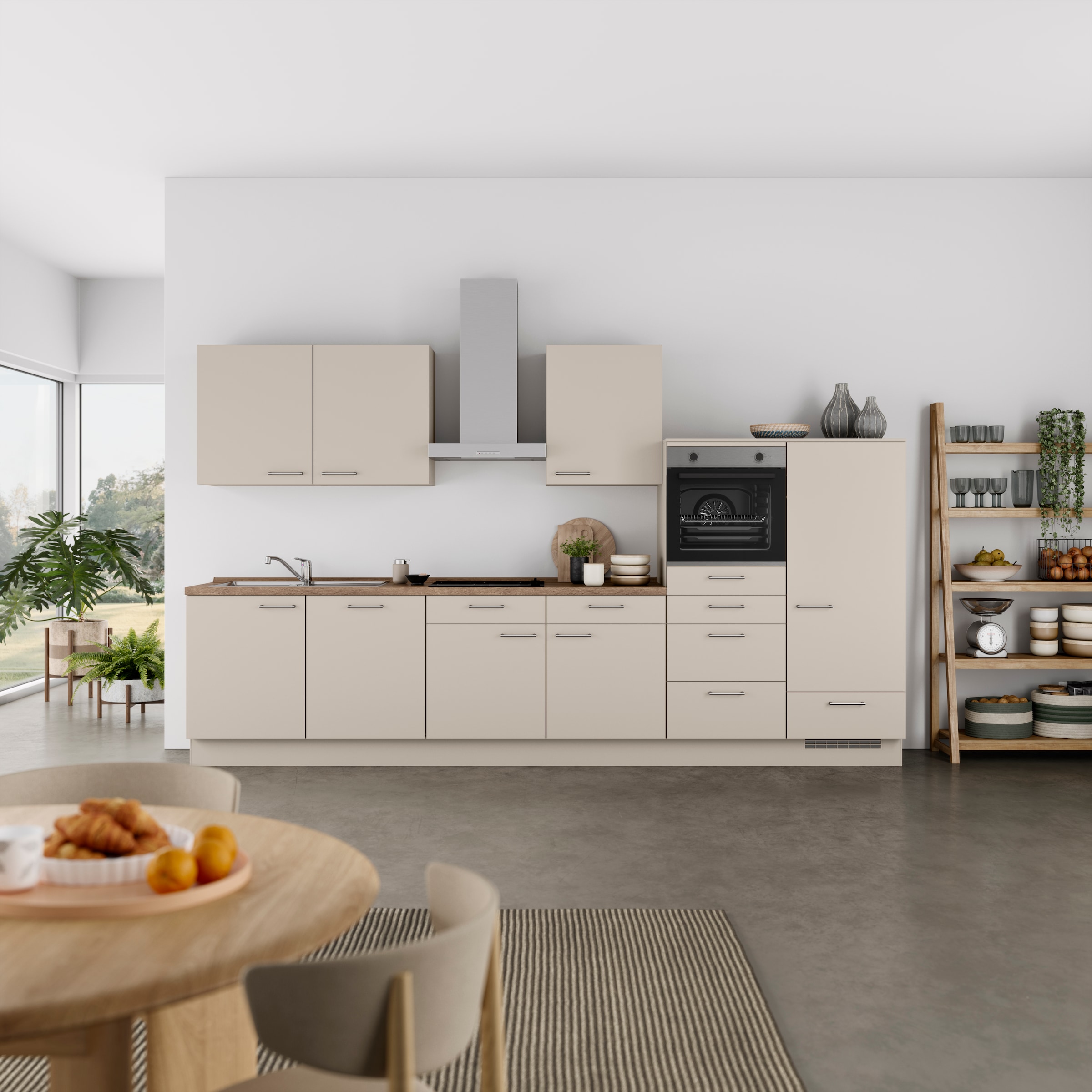 nobilia® Küchenzeile »"Laser I", Ausrichtung wählbar, Breite 360 cm« vormontiert, wahlw. mit unterschiedlichen E-Geräten-Sets