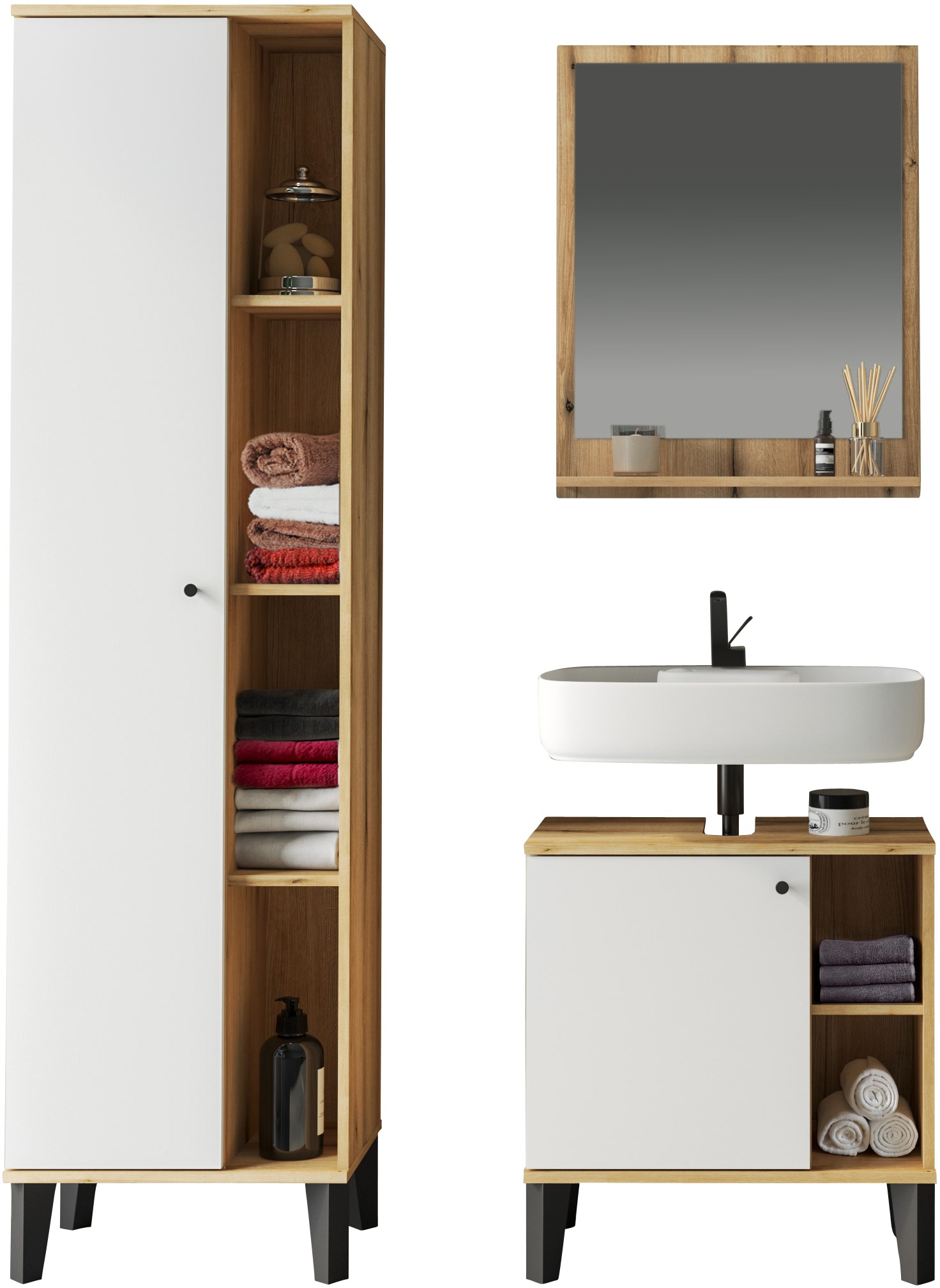 INOSIGN Badmöbel-Set »OSLO, Bad im skandinavischen Design«, (Set, 3 St.), B günstig online kaufen