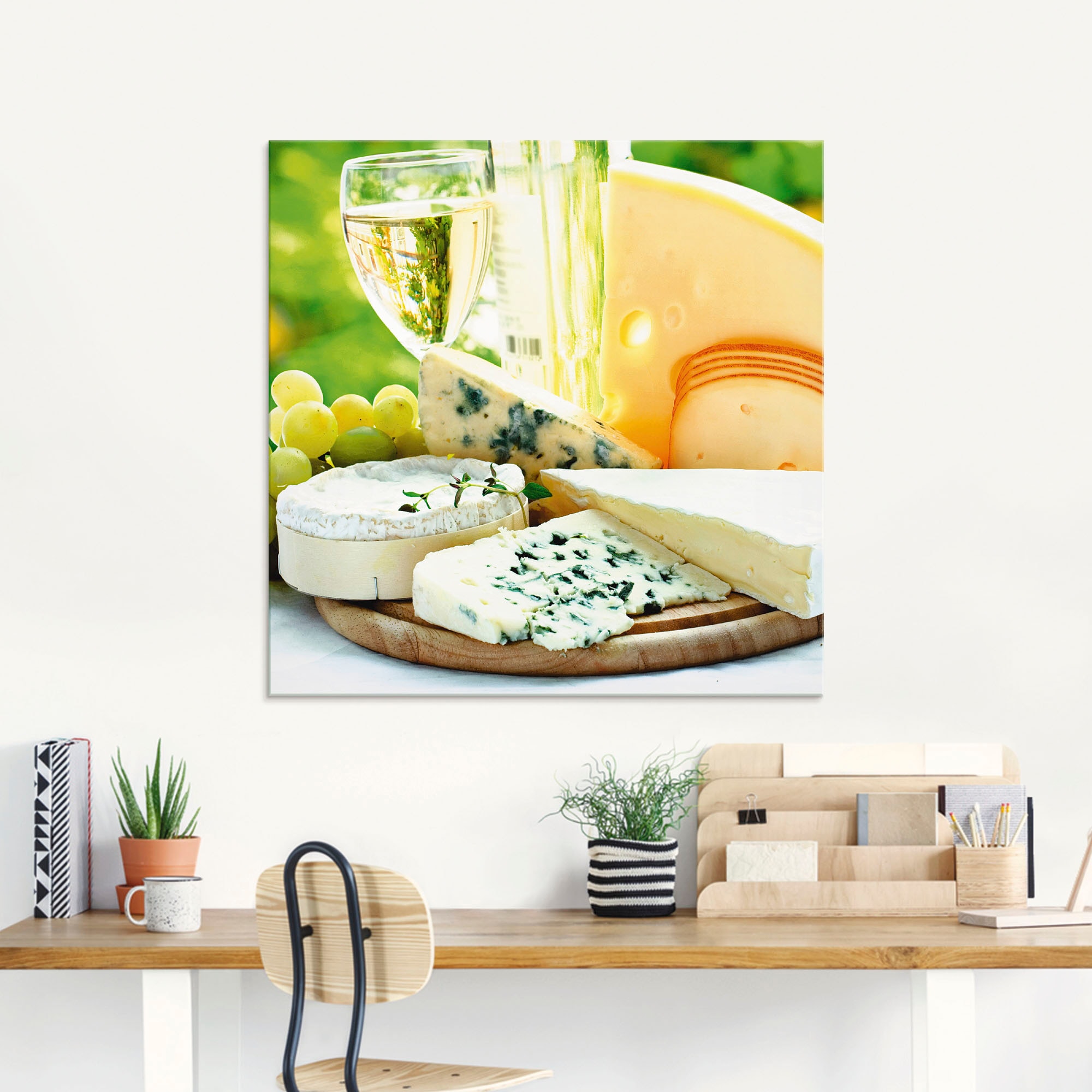in Größen bestellen verschiedenen »Käse Lebensmittel, online Artland Wein«, Glasbild (1 St.), &