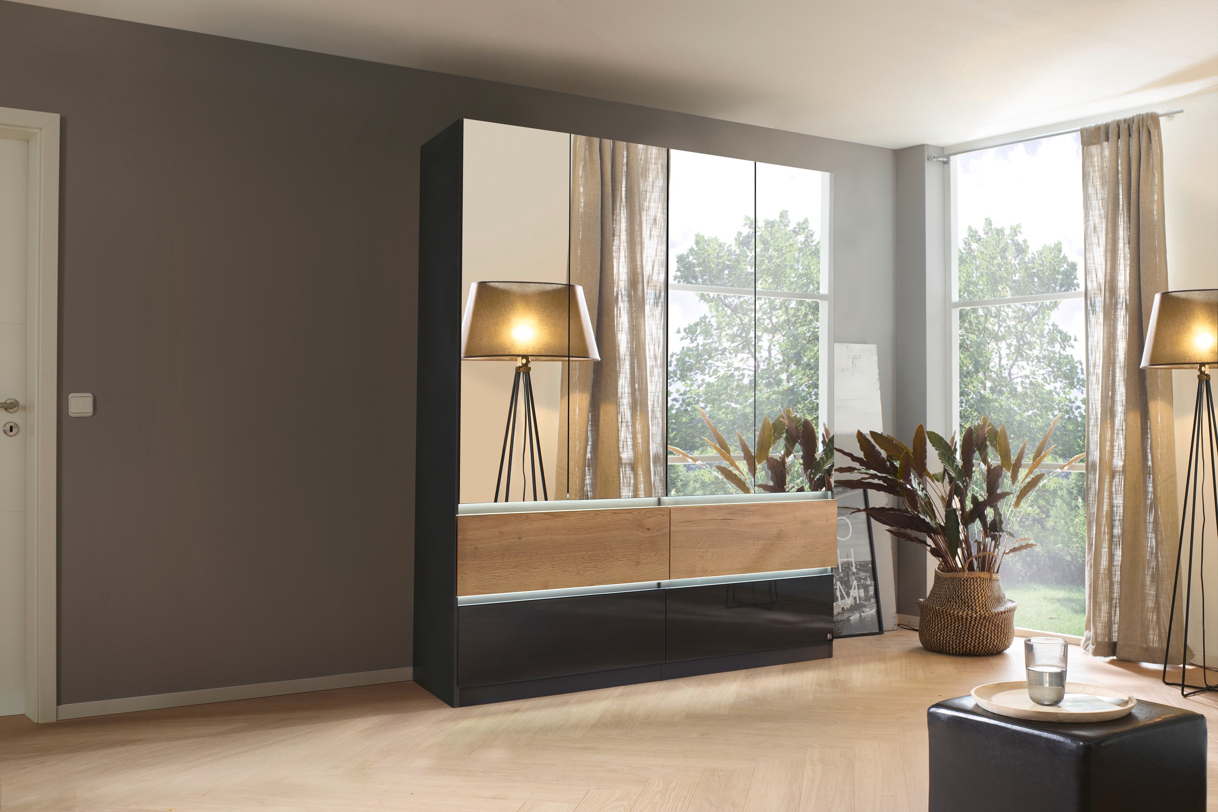 rauch Drehtürenschrank "Winnipeg" grifflose Front, Schubkästen m. Griffmuld günstig online kaufen