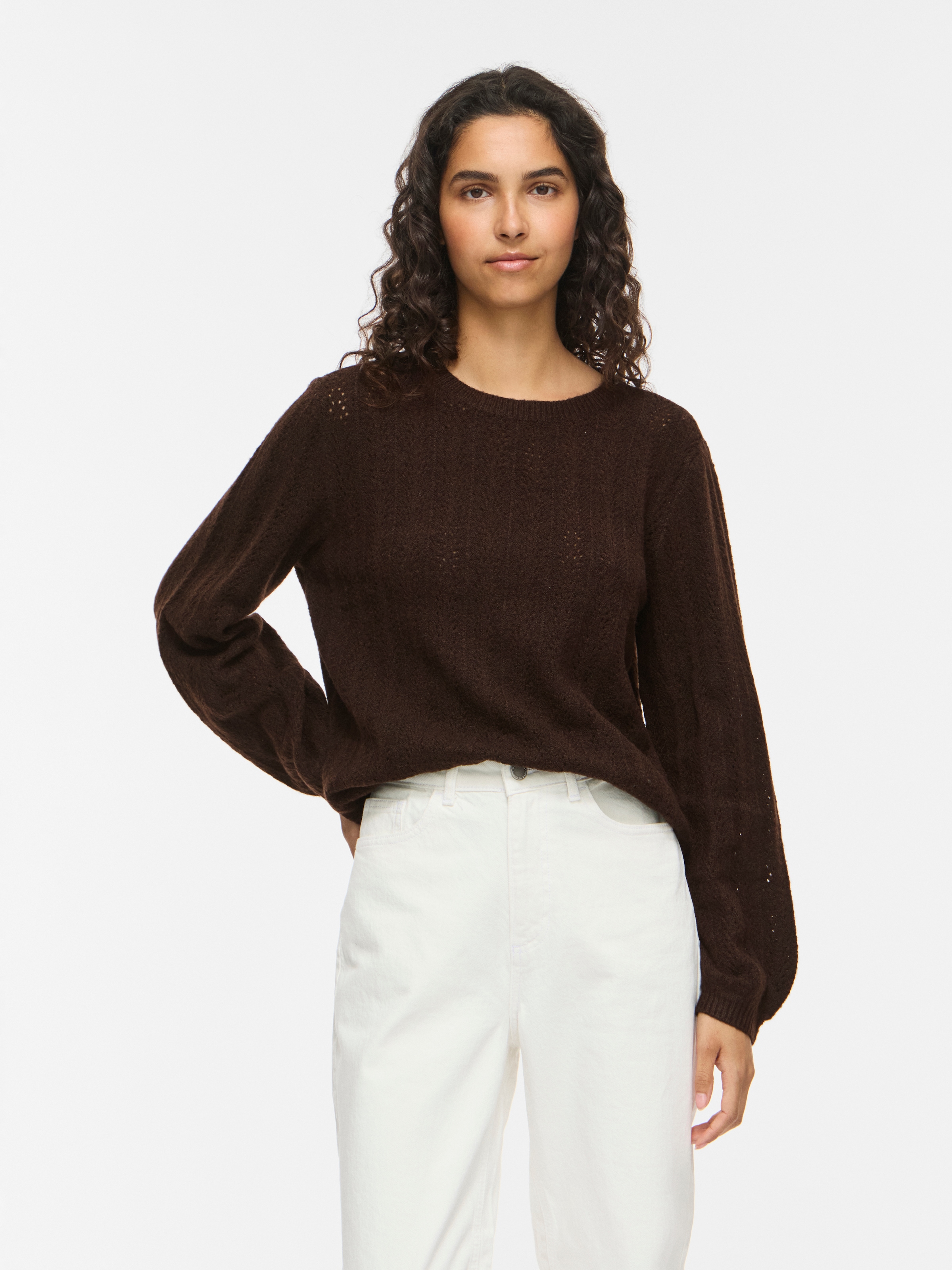 Vila Strickpullover »VILIGA POINTELLE L/S O-NECK TOP -NOOS« Materialmix