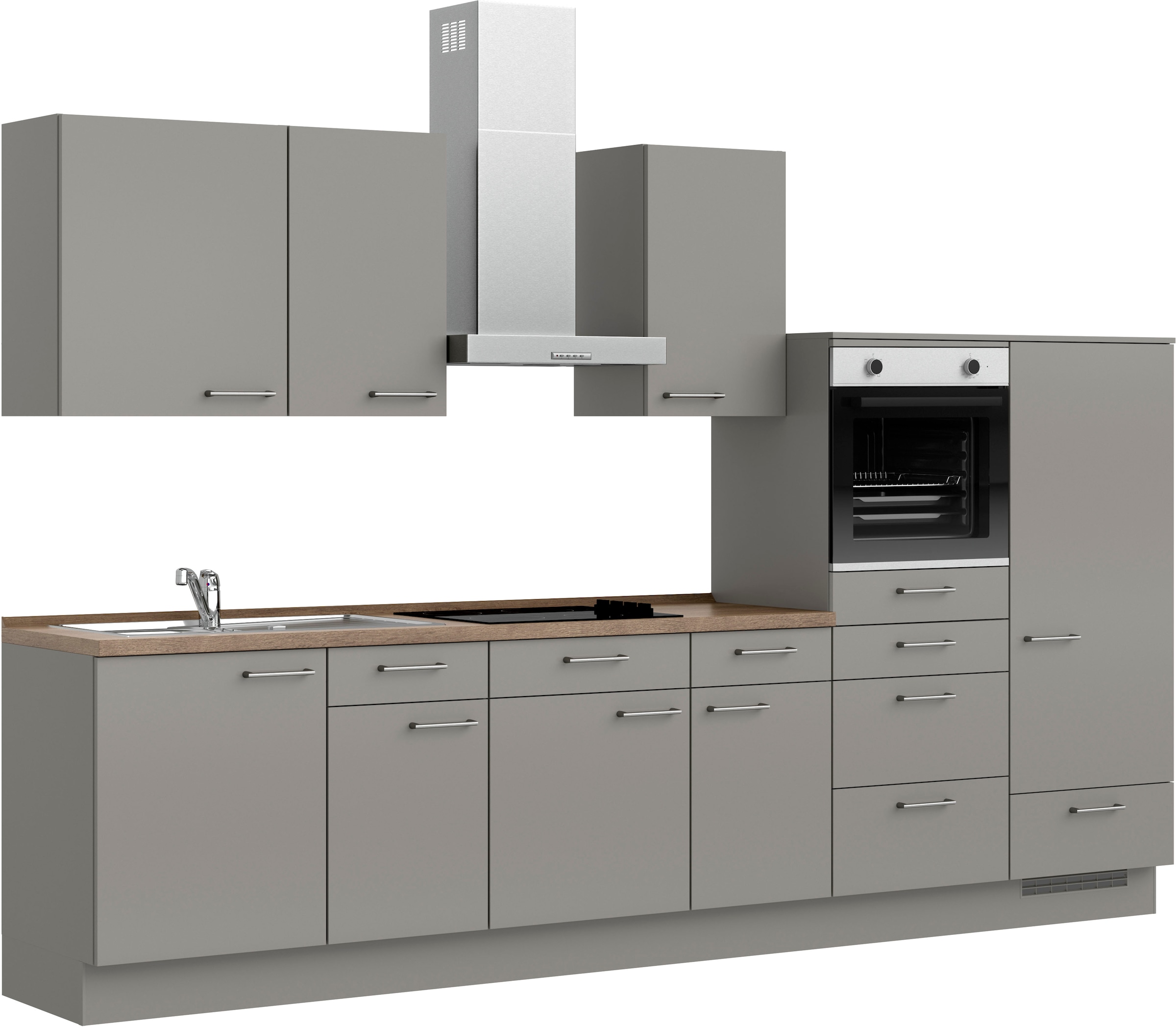 nobilia® Küchenzeile »"Laser I"«, vormontiert, Ausrichtung wählbar, Breite 330 cm, wahlw. mit E-Geräten