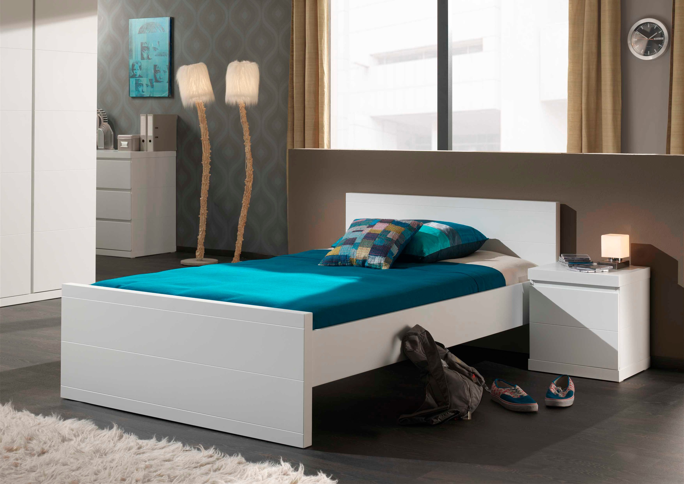 Vipack Einzelbett, Liegefläche 90x200 cm, kaufen lackiert Rolllattenrost, auf Rechnung Ausf. inkl. Weiß