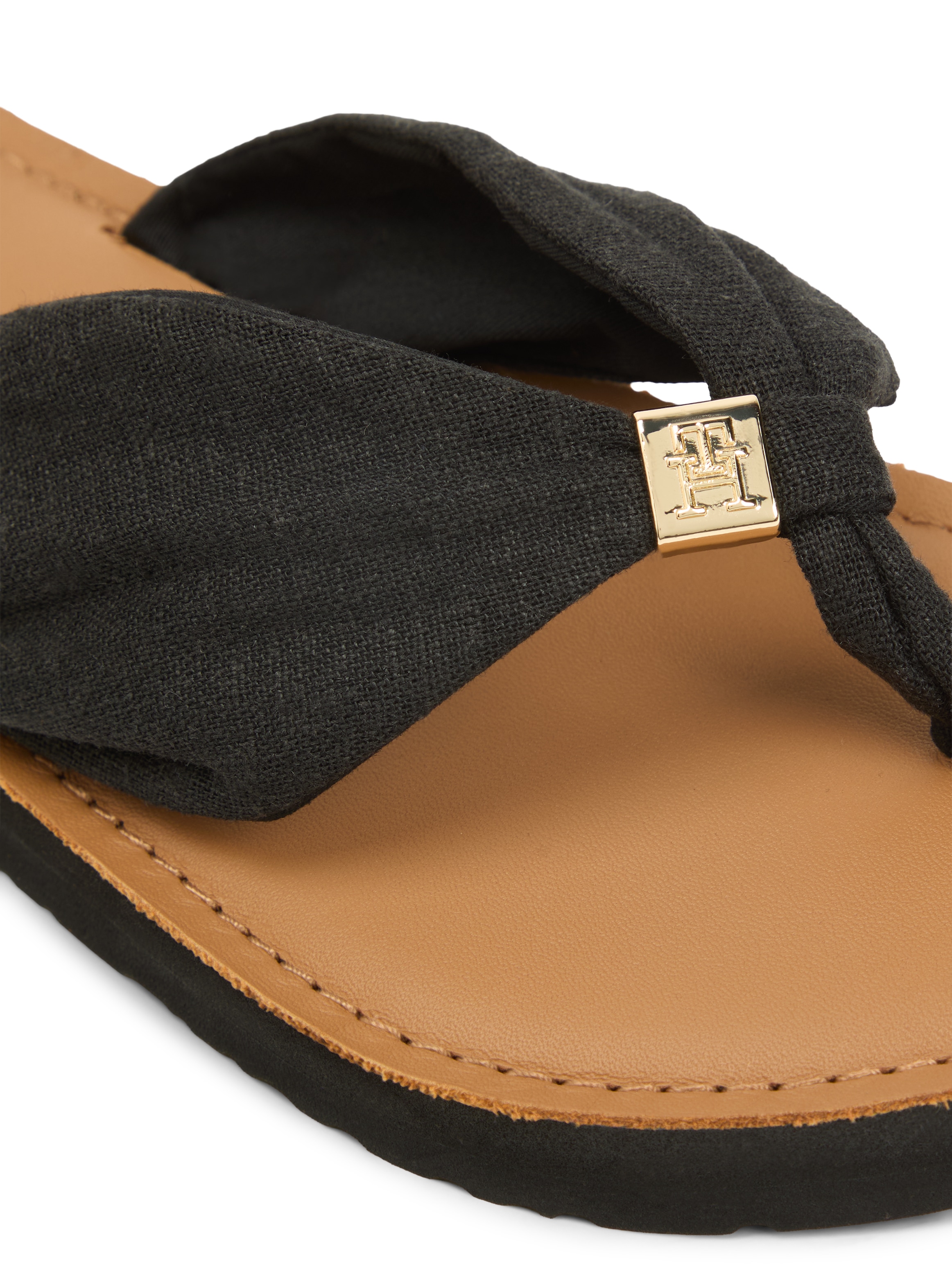Tommy Hilfiger Zehentrenner »TH LTR FOOTBED SUMMER SANDAL«  Sommerschuh, Strandschuh, Dianette, Flat mit Logoemblem