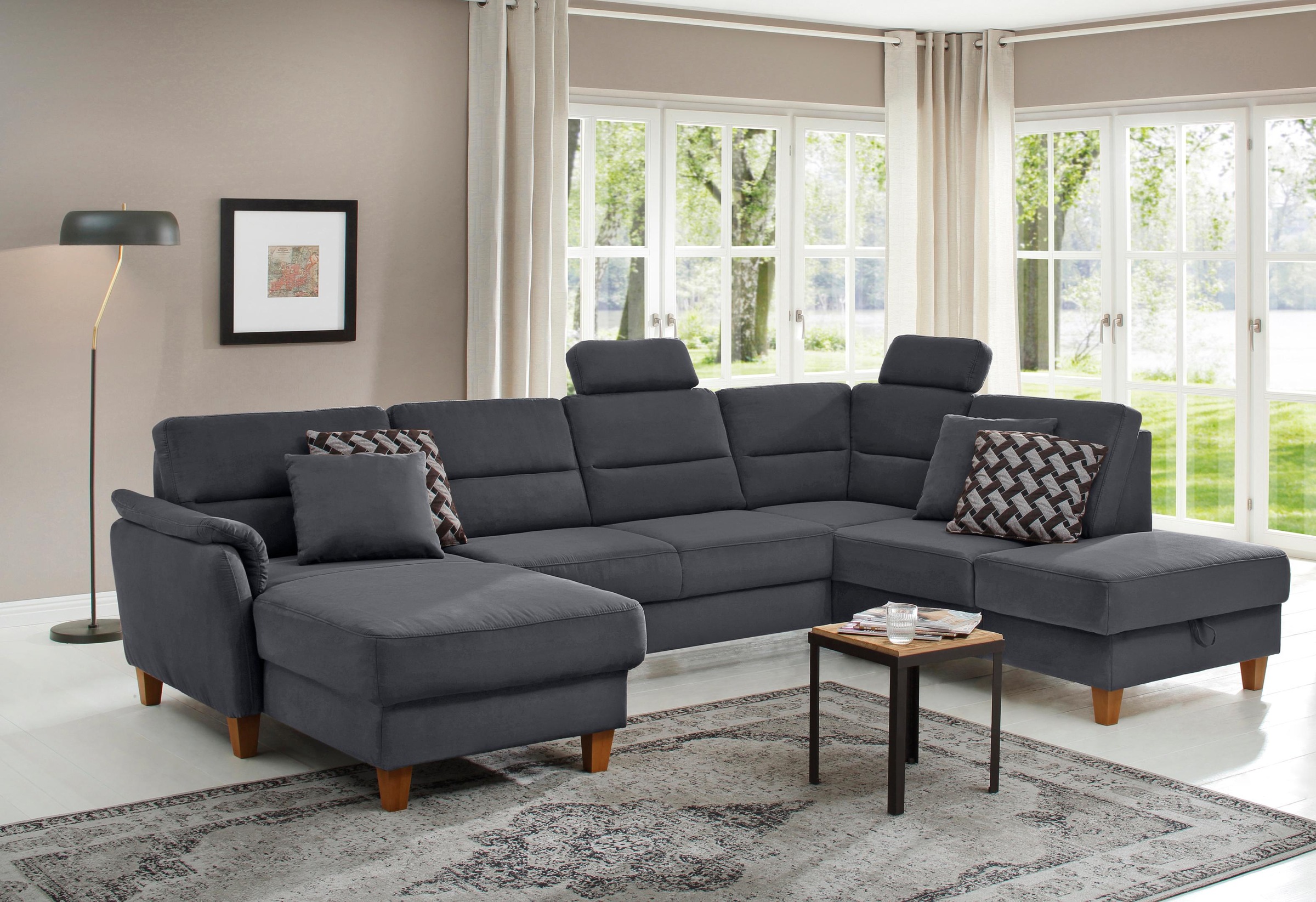 Home affaire Wohnlandschaft »Palmera U-Form, B: 308 cm« optional Bettfunkti günstig online kaufen