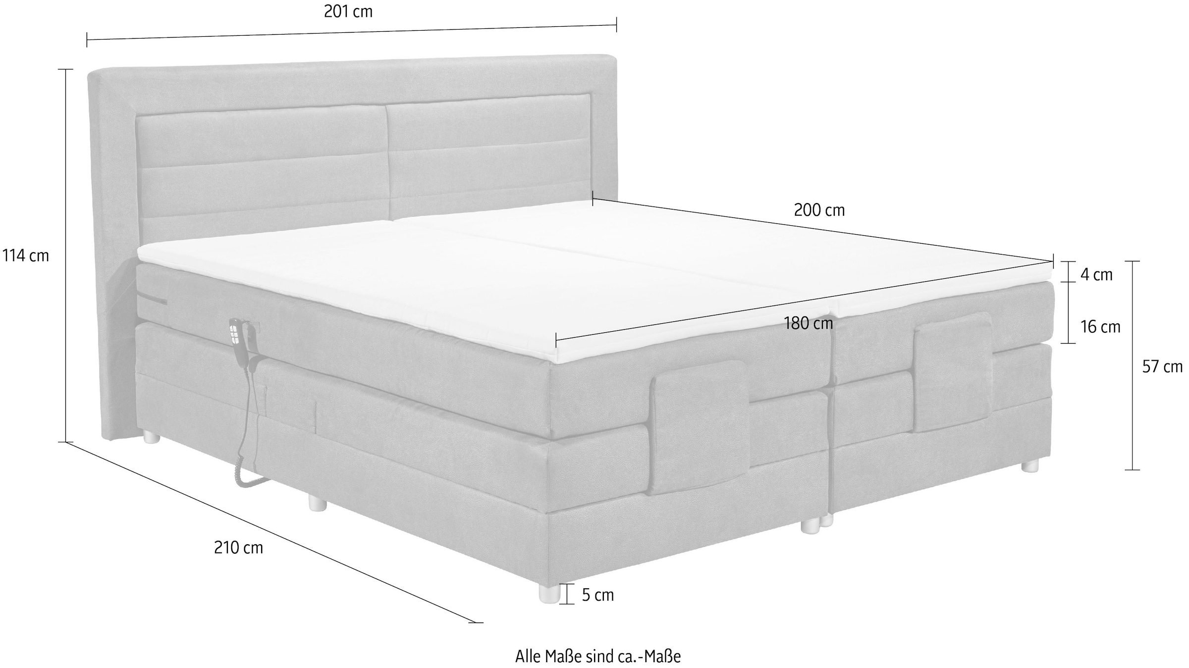 ED EXCITING DESIGN Boxspringbett »Saba 2«, inkl. Motor und Topper