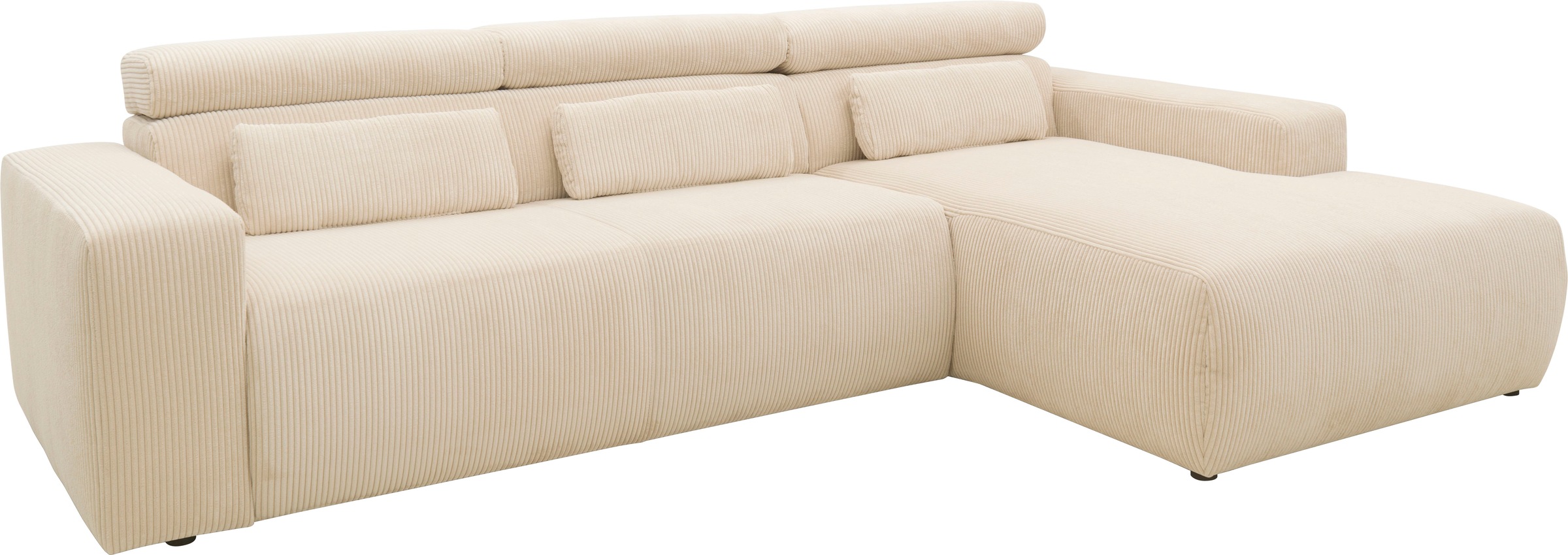 DOMO collection Ecksofa »Brandon B/T/H: 289/177/80 cm, belastbar bis 140kg/ Sitz, auch in Cord«, mit Kopfteilverstellung, wahlweise Sitztiefenverstellung, L-Form