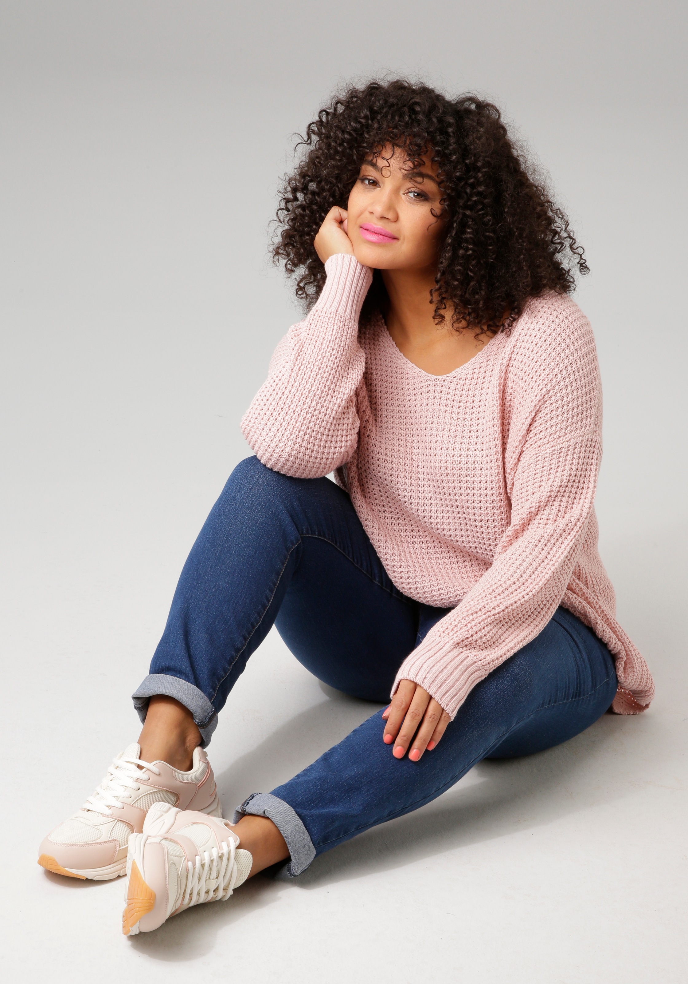 Aniston PLUS Strickpullover, im dezenten Ajour-Strickmuster