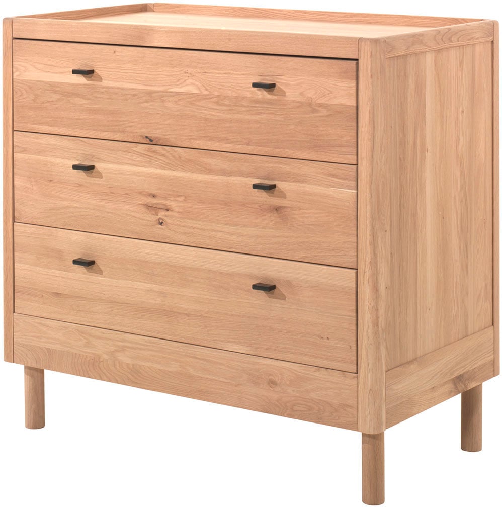 Home affaire Wickelkommode »WickelKommode aus massvier Eiche natur geölt, zeitloses Design«, bis 11 kg, mit 3 geräumigen Schubladen, stabil und standfest gebaut, 100 cm