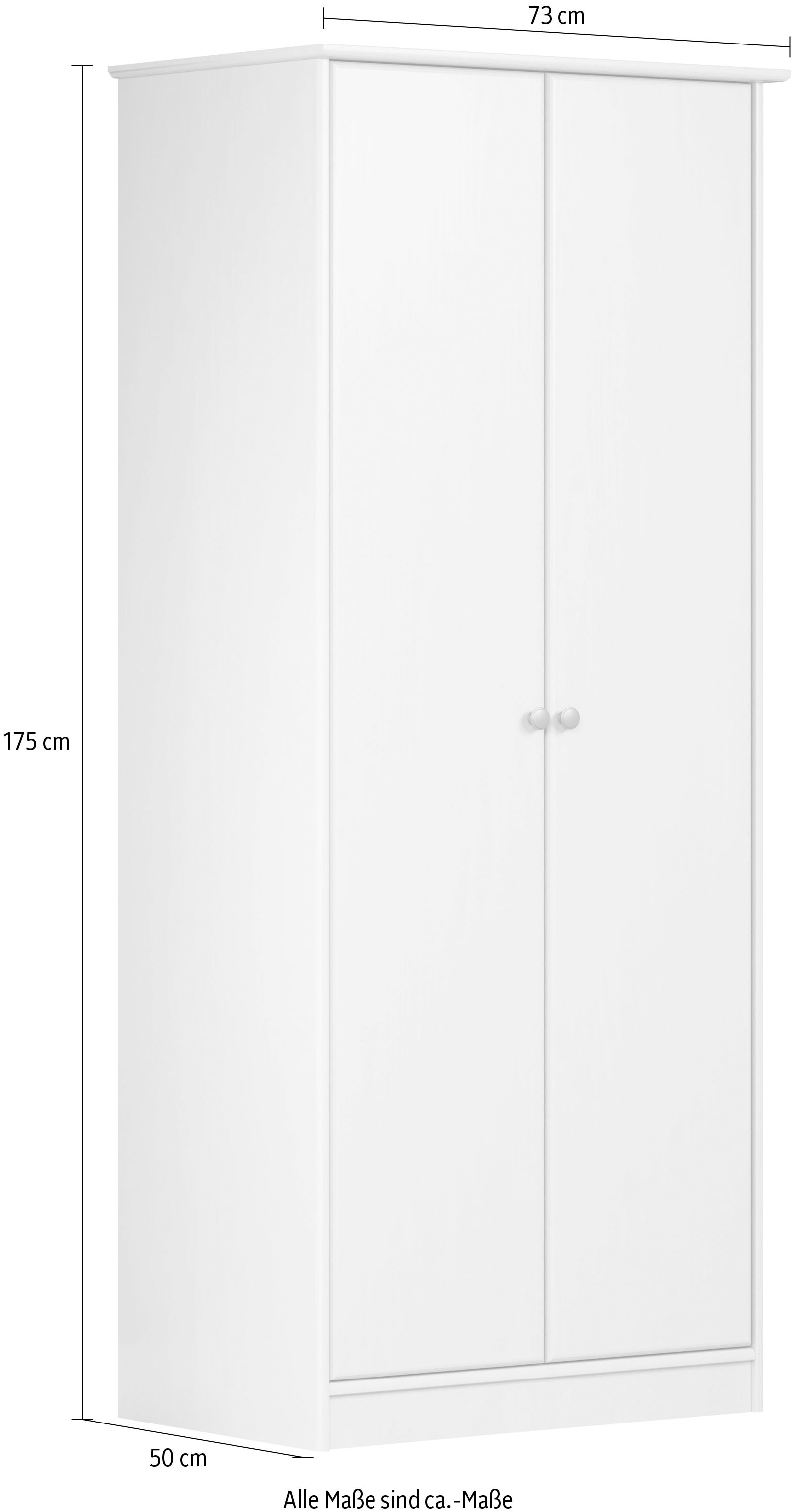 Home affaire Kleiderschrank »Delsbo Garderobenschrank Wäscheschrank Kiefer«, (1 St., schöner Schrank in Landhaus Design), Massivholz Schlafzimmerschrank in Weiß - (B/T/H) 73/50/175 cm
