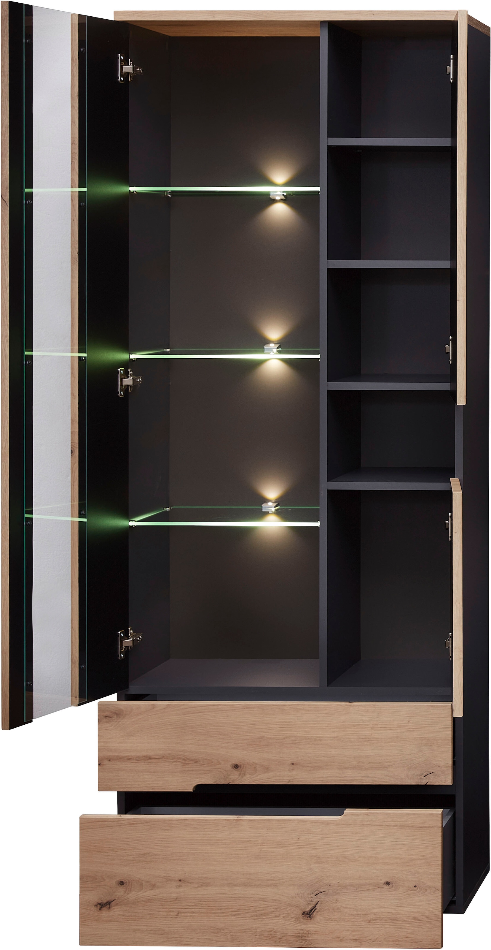 Innostyle Vitrine "Memphis", (1 St.), Bicolour Eiche Artisan Absetzung grap günstig online kaufen