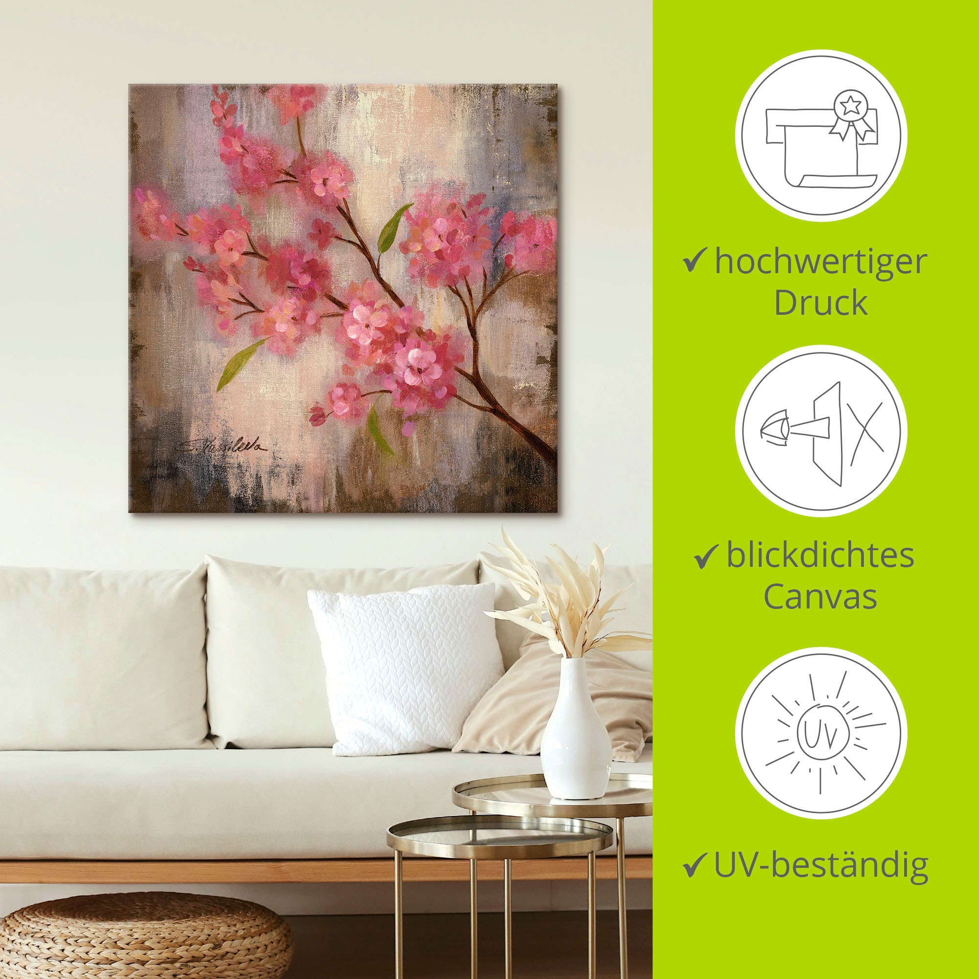 Artland Wandbild »Kirschblüte II«, Blumen, (1 St.), als Leinwandbild, Poster in verschied. Größen