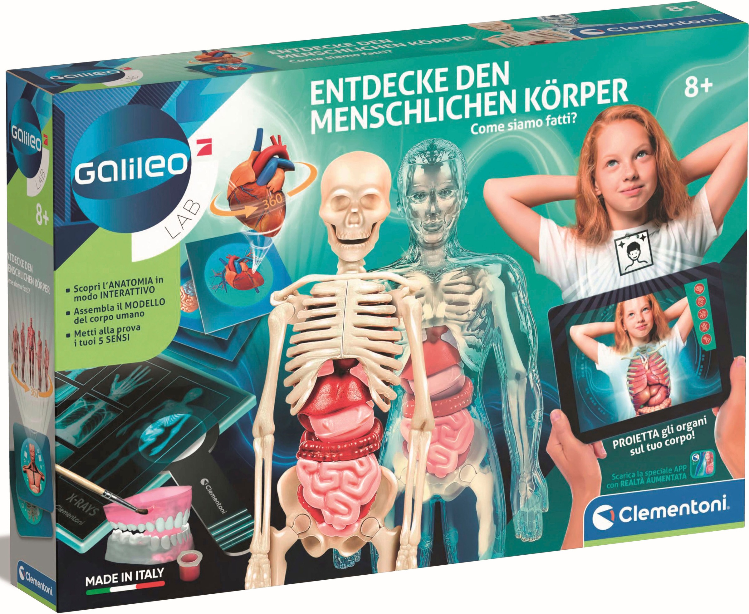Clementoni® Experimentierkasten »Galileo, Entdecke den menschlichen Körper«, Made in Europe