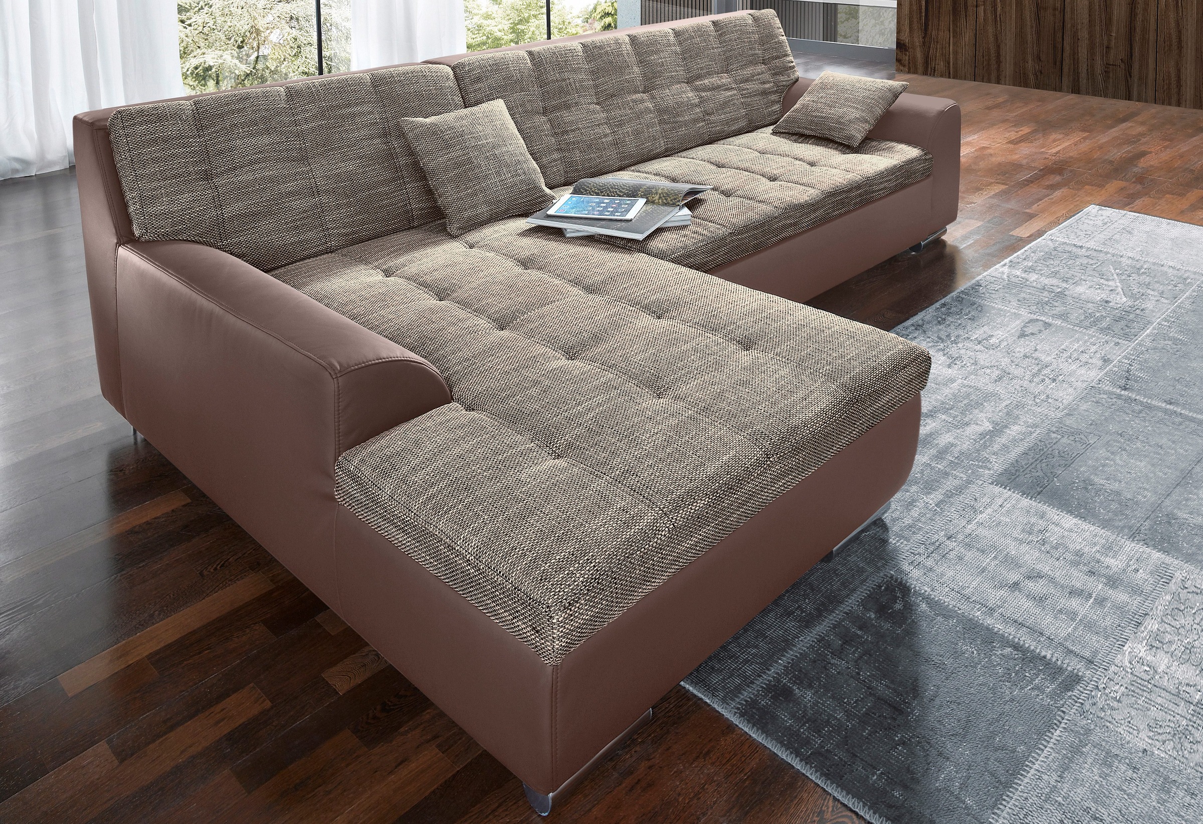 DOMO collection Ecksofa Treviso, wahlweise mit Bettfunktion, incl. Zierkiss günstig online kaufen